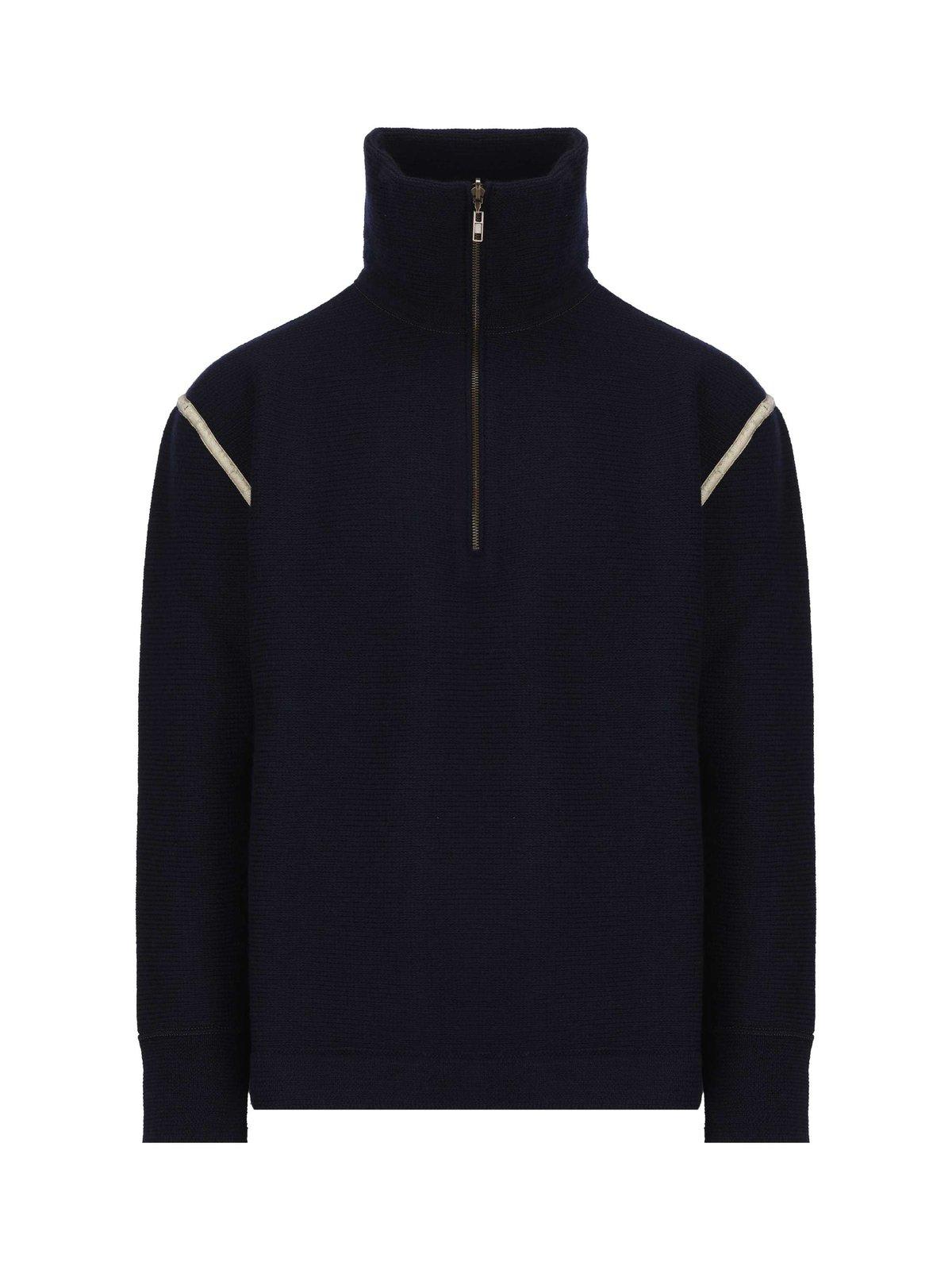 Shop Maison Margiela Turtleneck Elbow Patched Sweater In Navy