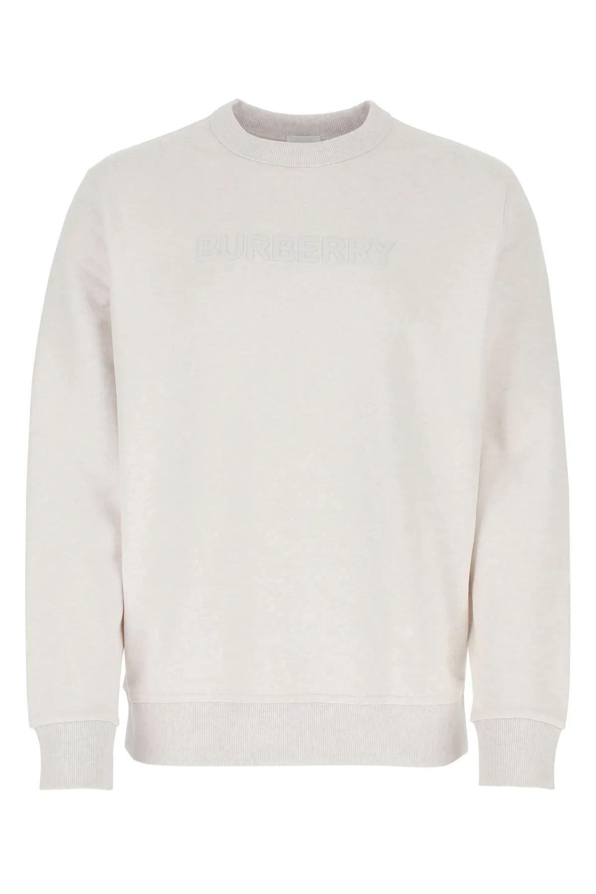 Shop Burberry Melange Chalk Stretch Cotton Sweatshirt