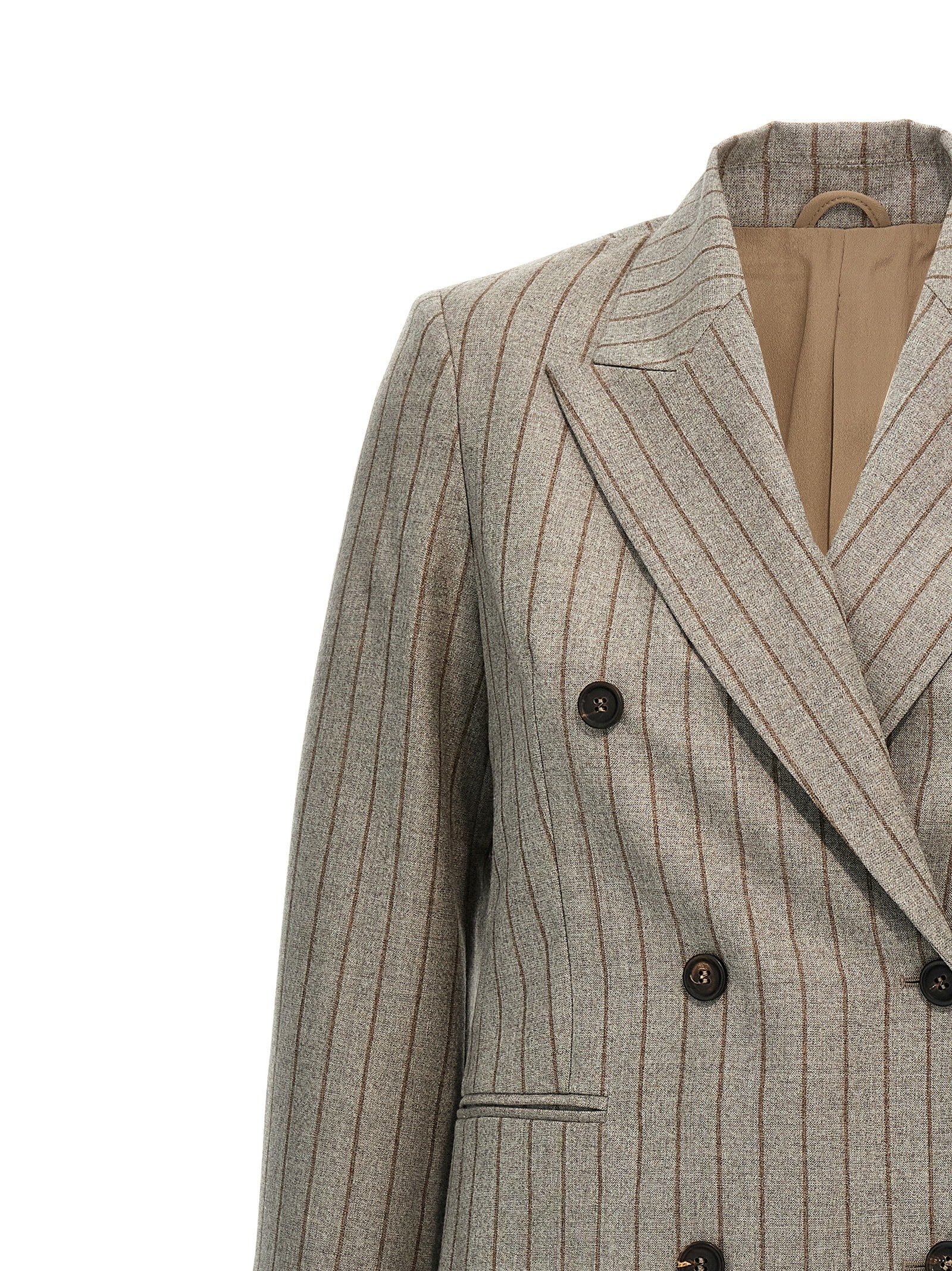 Shop Brunello Cucinelli Monile Double-breasted Jacket In Gray