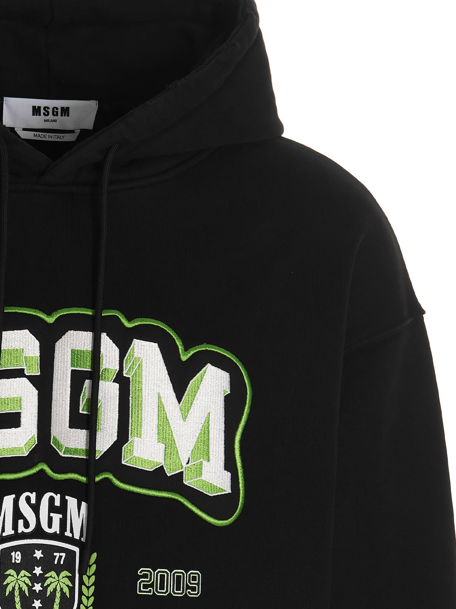 Shop Msgm College Hoodie In Black