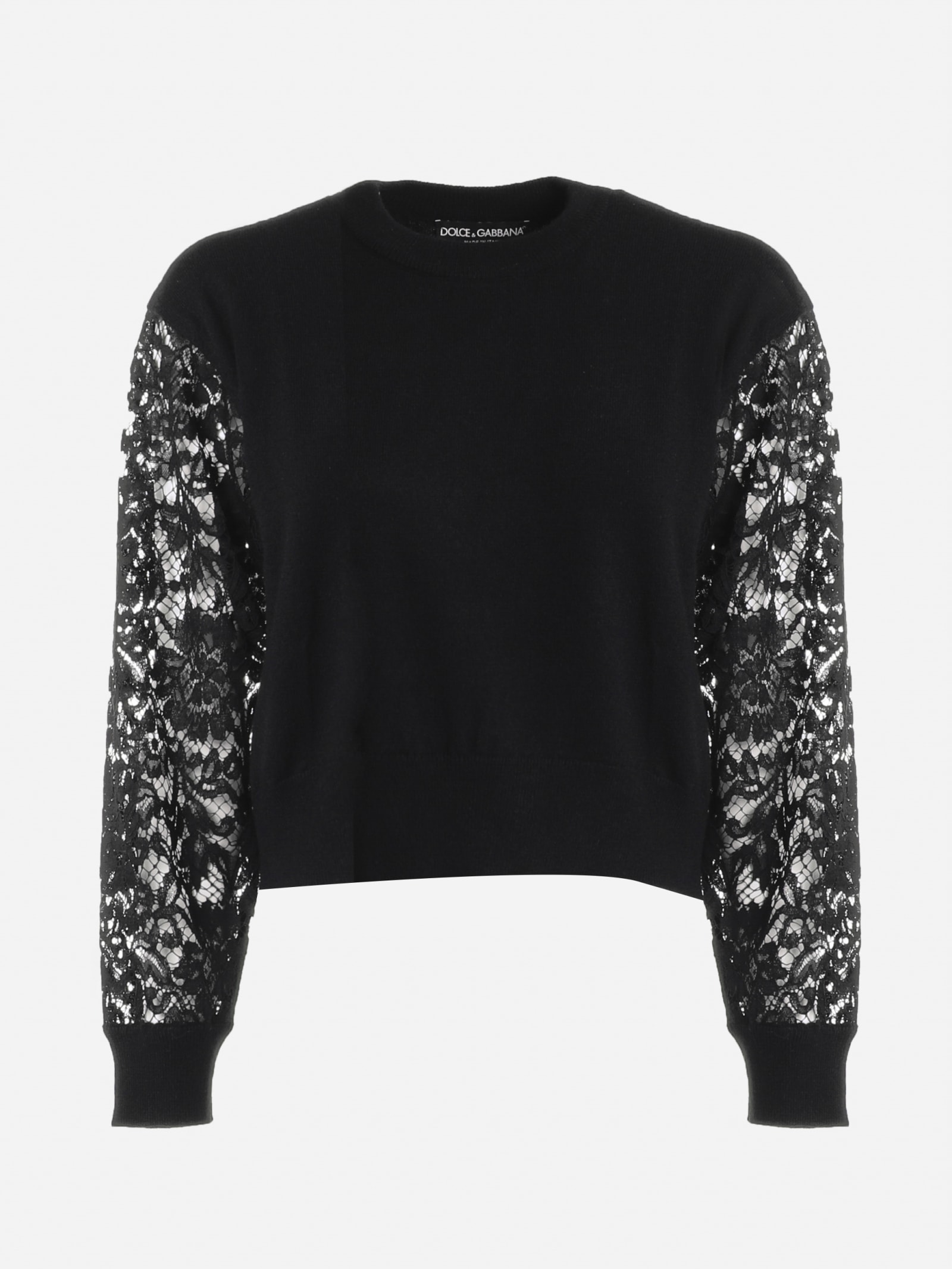 Dolce & Gabbana Cashmere Sweater With Lace Sleeves