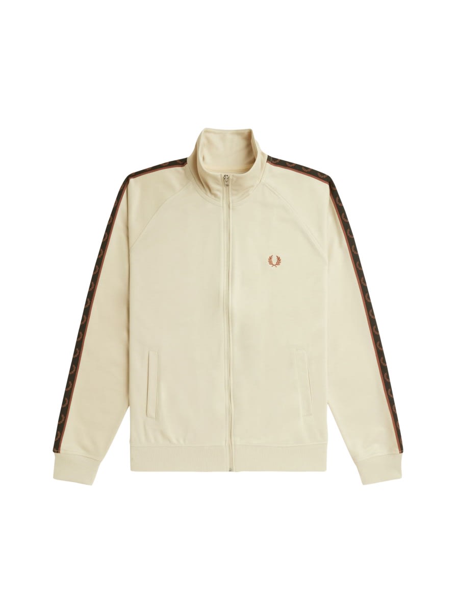 Shop Fred Perry Zip Sweatshirt. In Beige