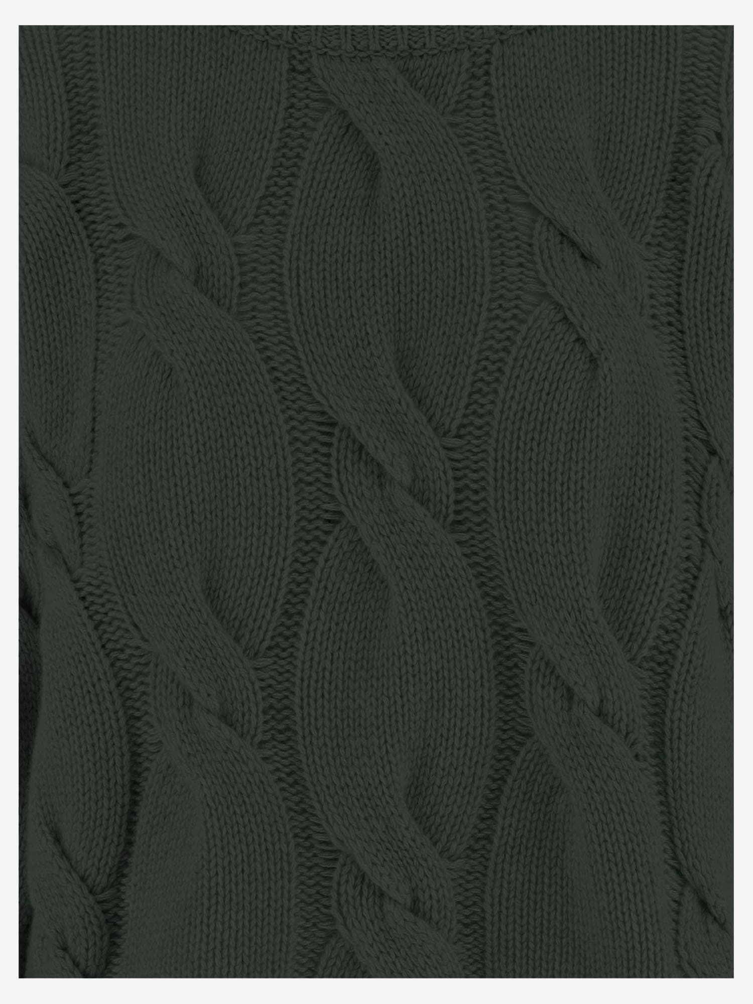 Bruno Manetti Cable-knit Crew-neck Sweater In Green