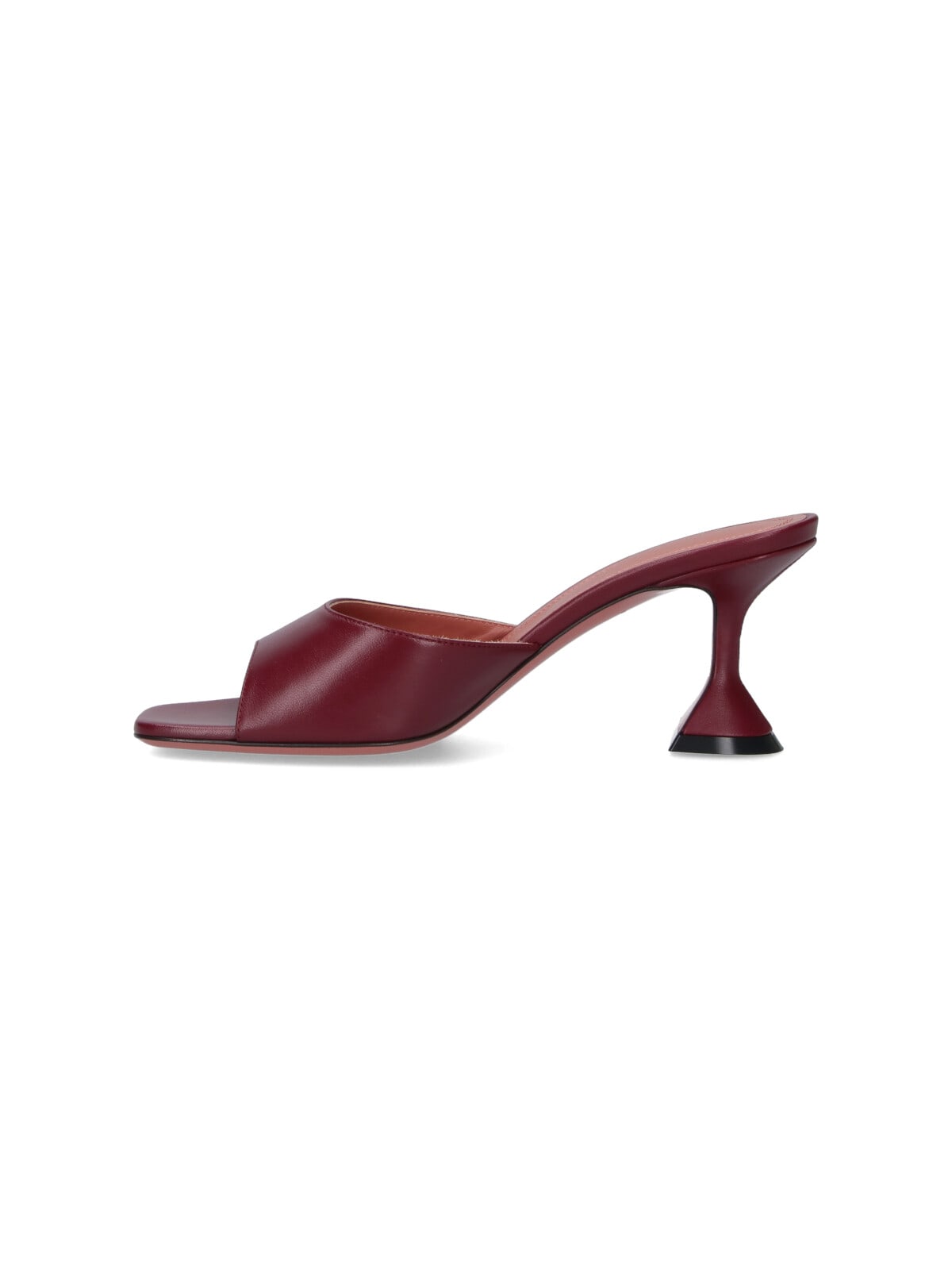Amina Muaddi Sleek Pumps With Bold Red Heel And Contemporary Design In Burgundy