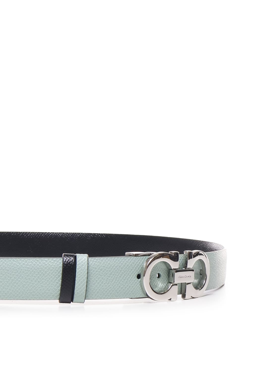 Shop Ferragamo Reversible Leather Belt In Green, Black