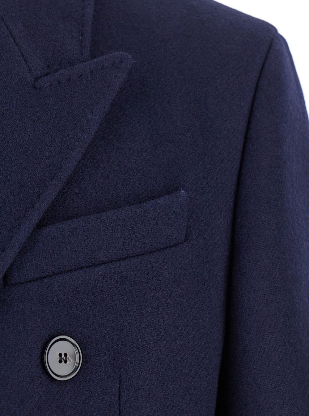 Shop Ami Alexandre Mattiussi Blue Double-breasted Coat With Peak Revers In Wool Man