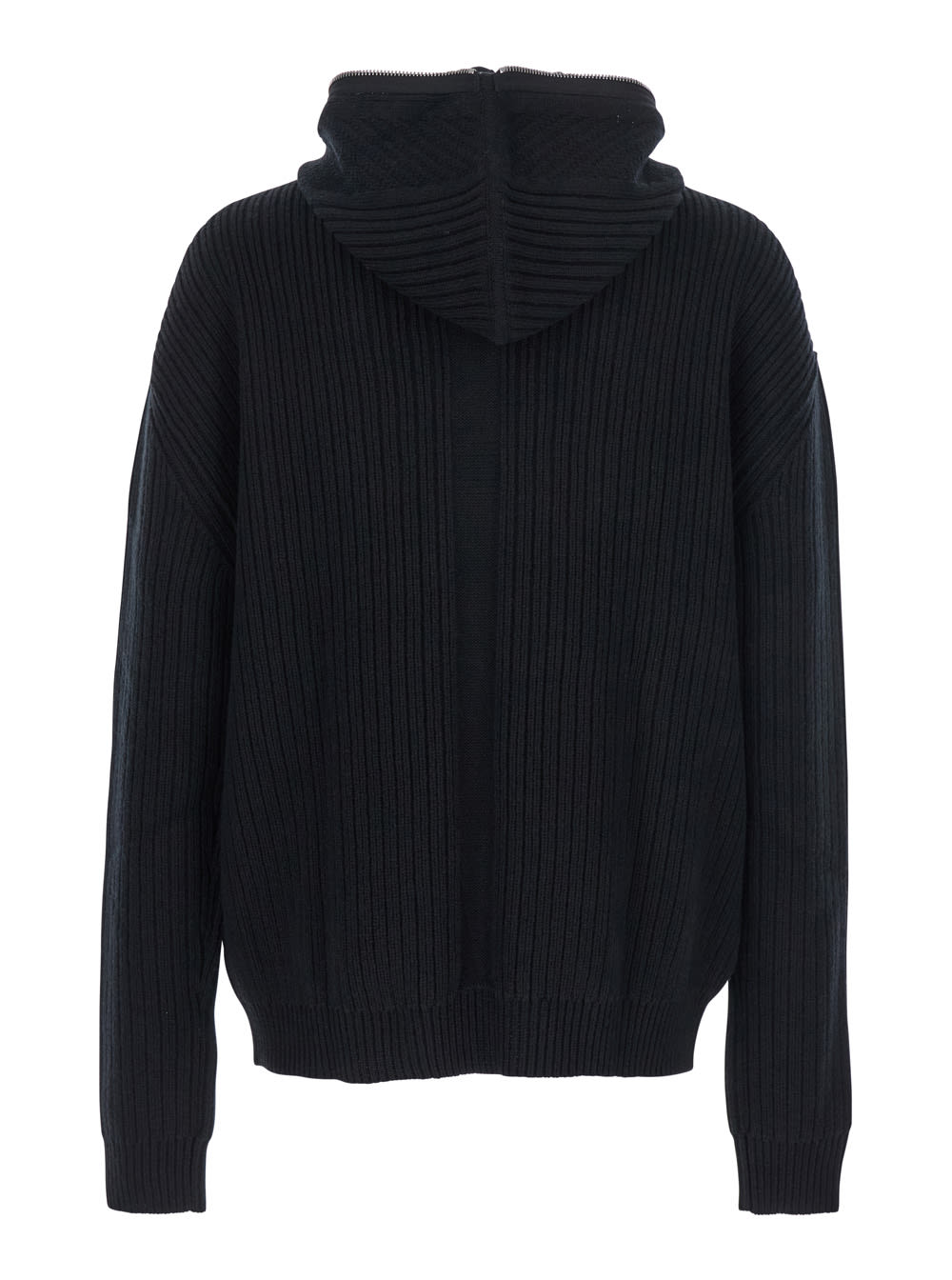 Rick Owens Ribbed-knit Virgin Wool Zip-up Sweater In Blue