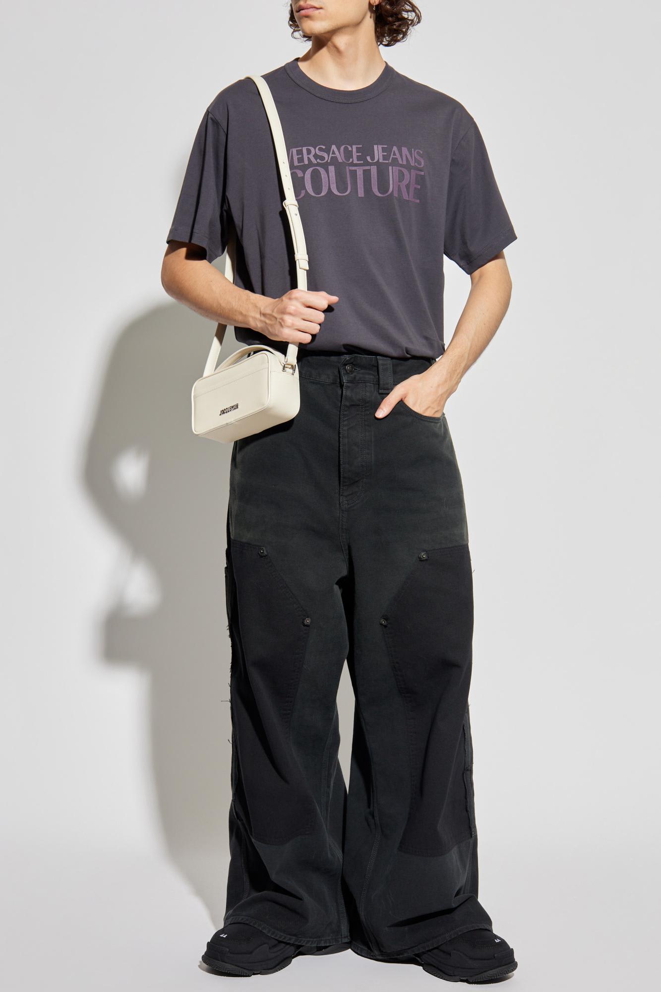 Versace Jeans Couture T-shirt With Printed Logo In Purple