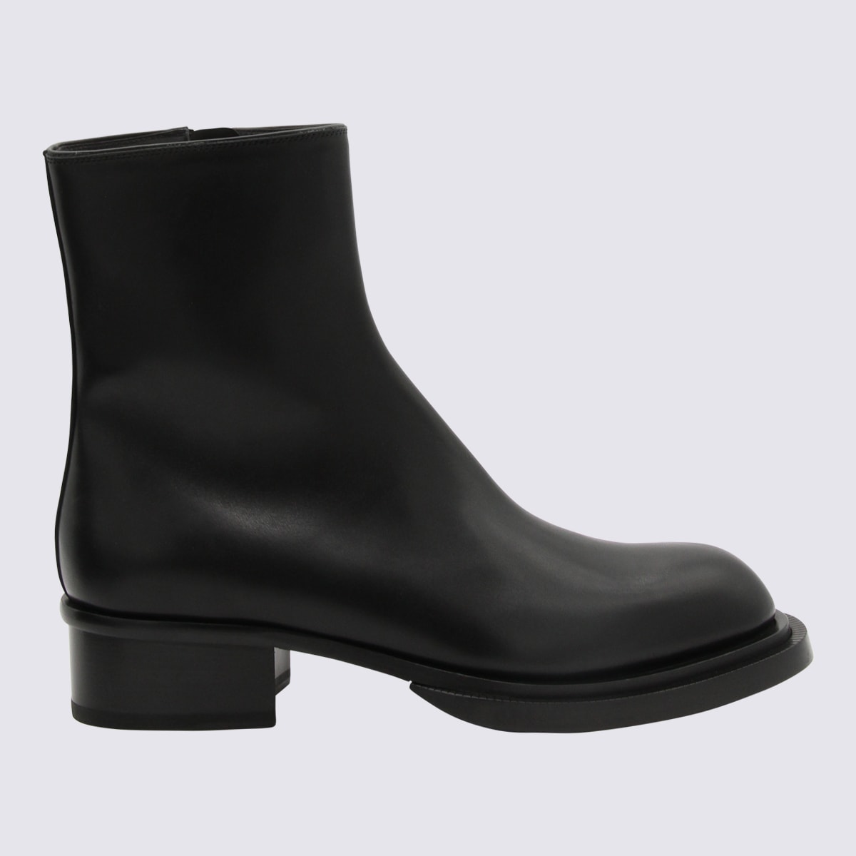 Alexander Mcqueen Black Leather Stack Boots