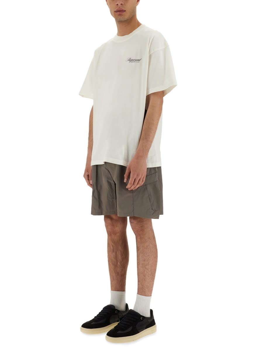Represent White Crewneck T-shirt With With Front And Back Owners Club Print In Cotton Man In White