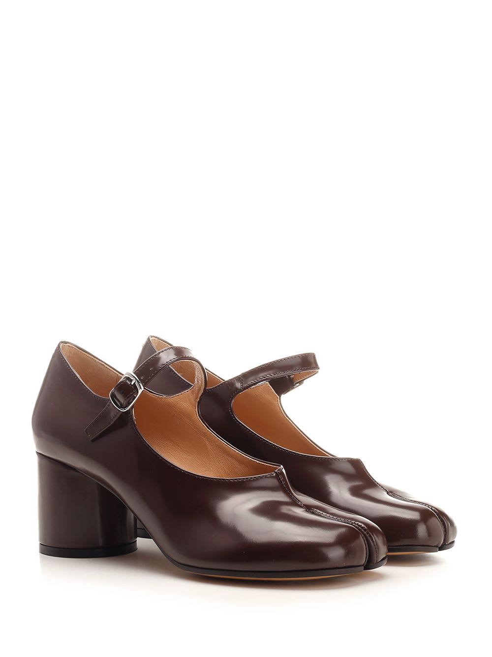 Shop Maison Margiela Mary-jane Tabi In Brown