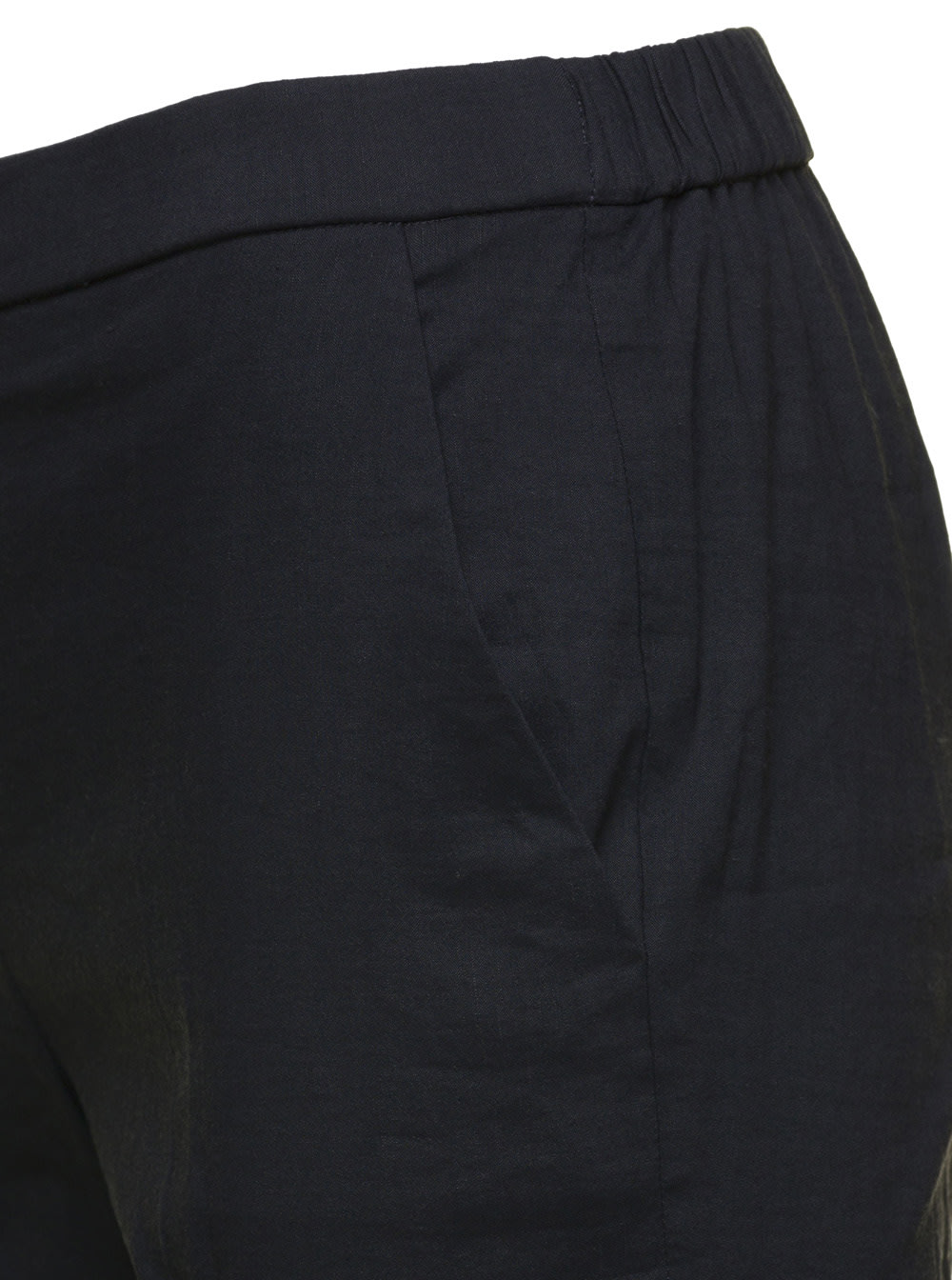 Shop Theory Black Pull On Trousers In Linen Stretch Woman In Blue