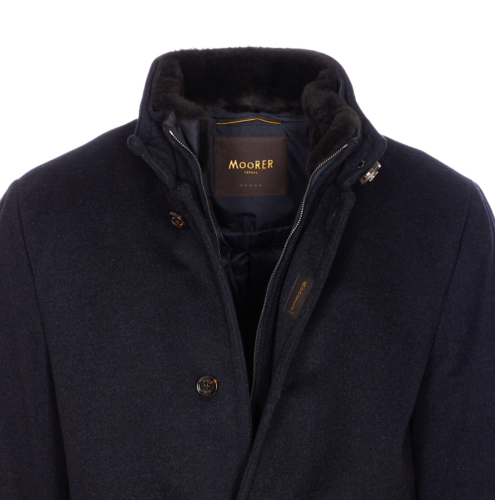 Moorer Bondfur Coat In Blue