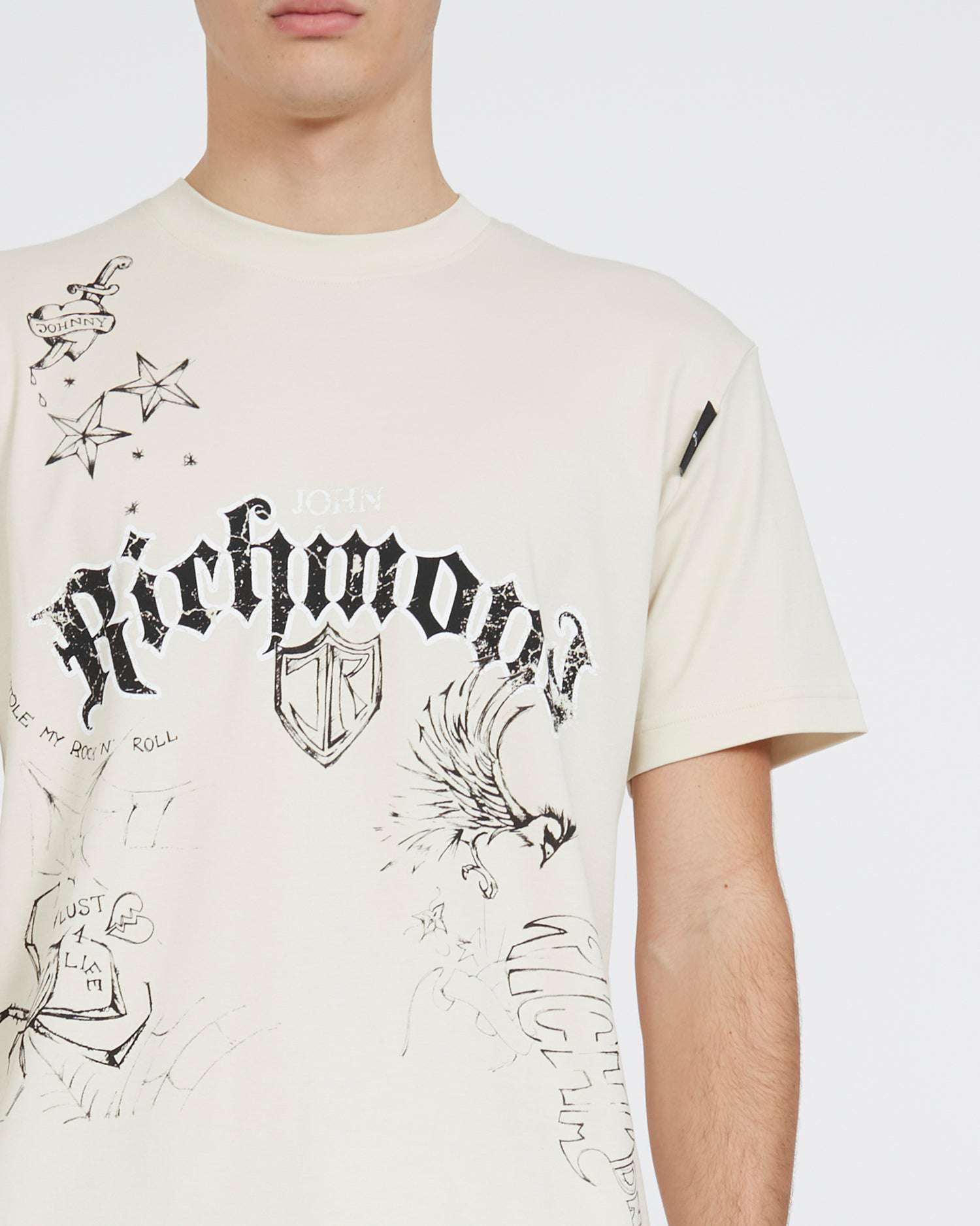 Shop John Richmond T-shirt With Logo And Print In Avorio
