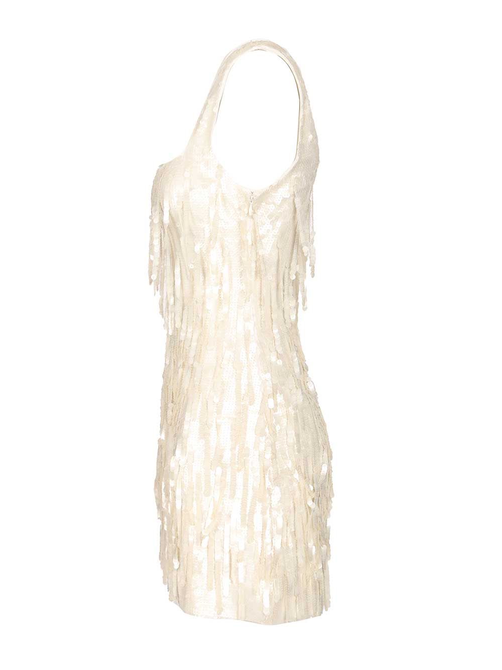 Staud Le Sable Dress Pailettes Fringe Dresses White In White