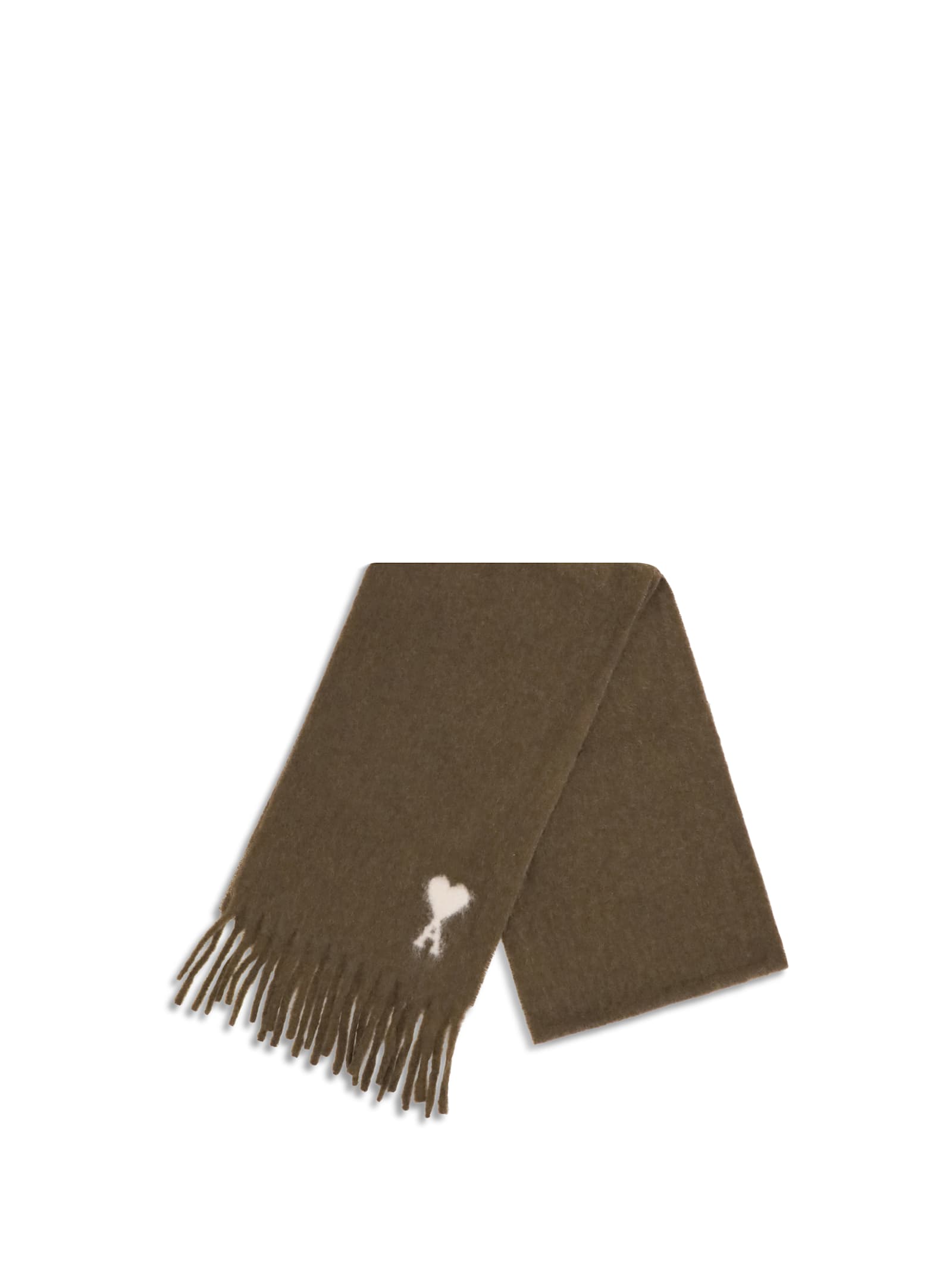 Ami Alexandre Mattiussi Alpaca Ami De Coeur Scarf In Brown