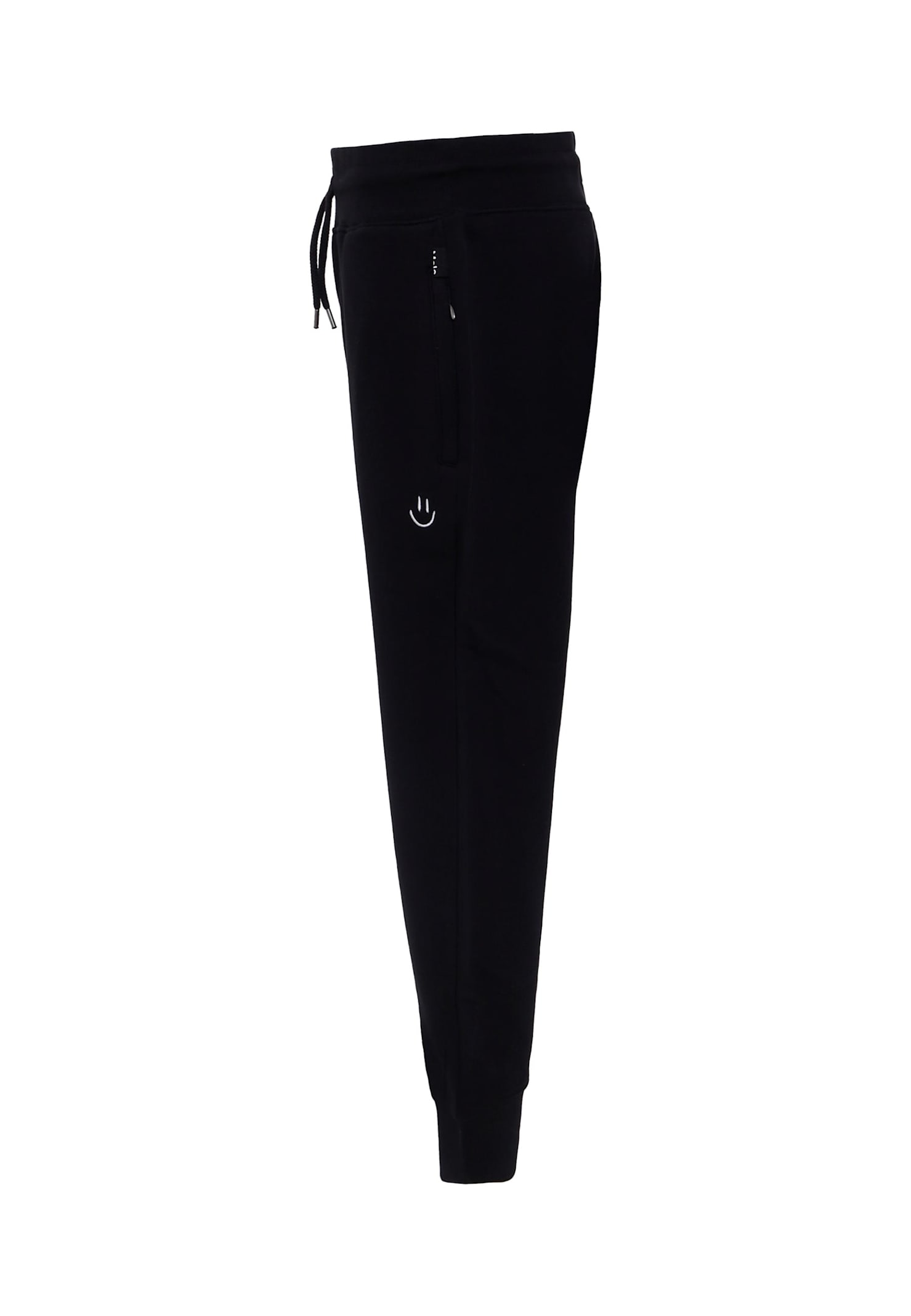 Molo Black Trousers For Kids With Smiley In Black