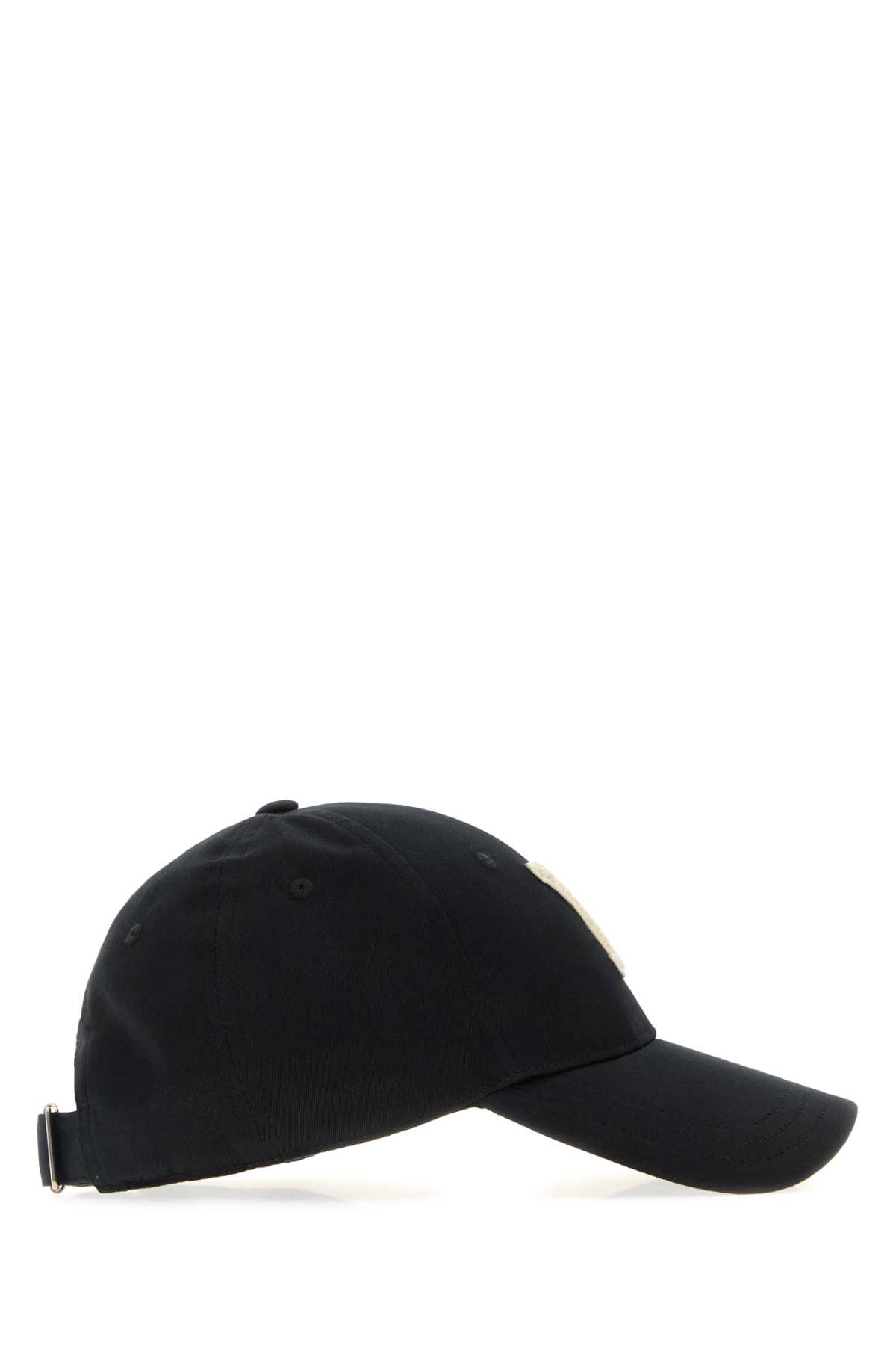Saint Laurent Black Cotton Baseball Cap In Black