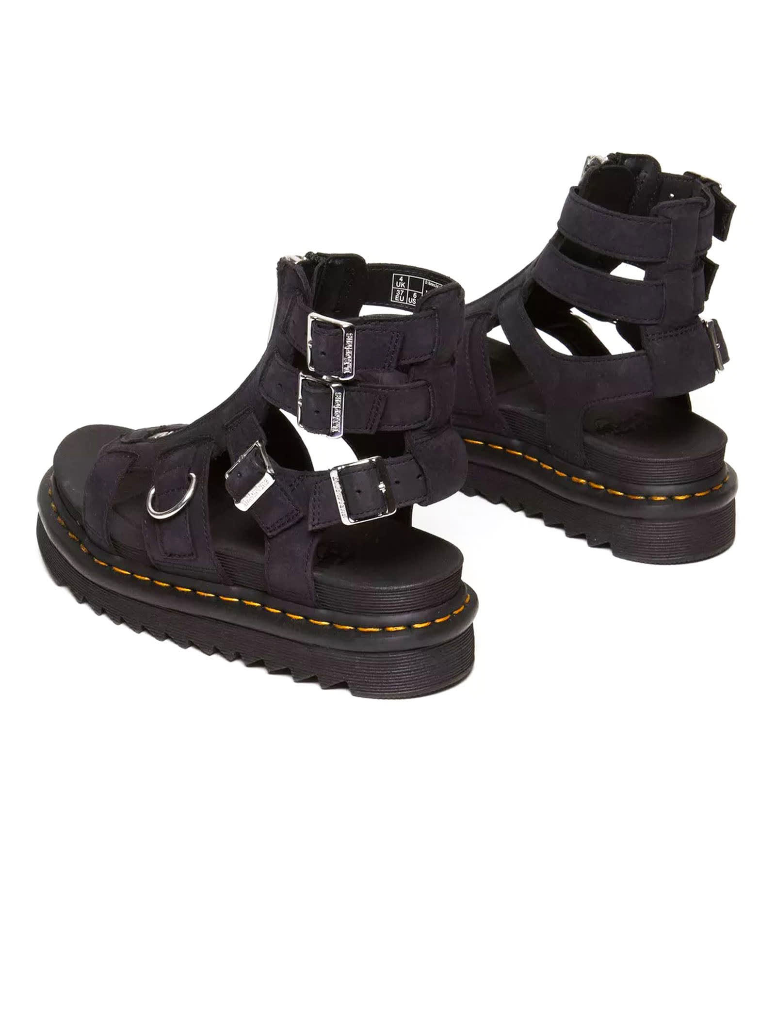 Shop Dr. Martens' Olson Sandals In Charcoal Grey Tumbled Nubuck In Black