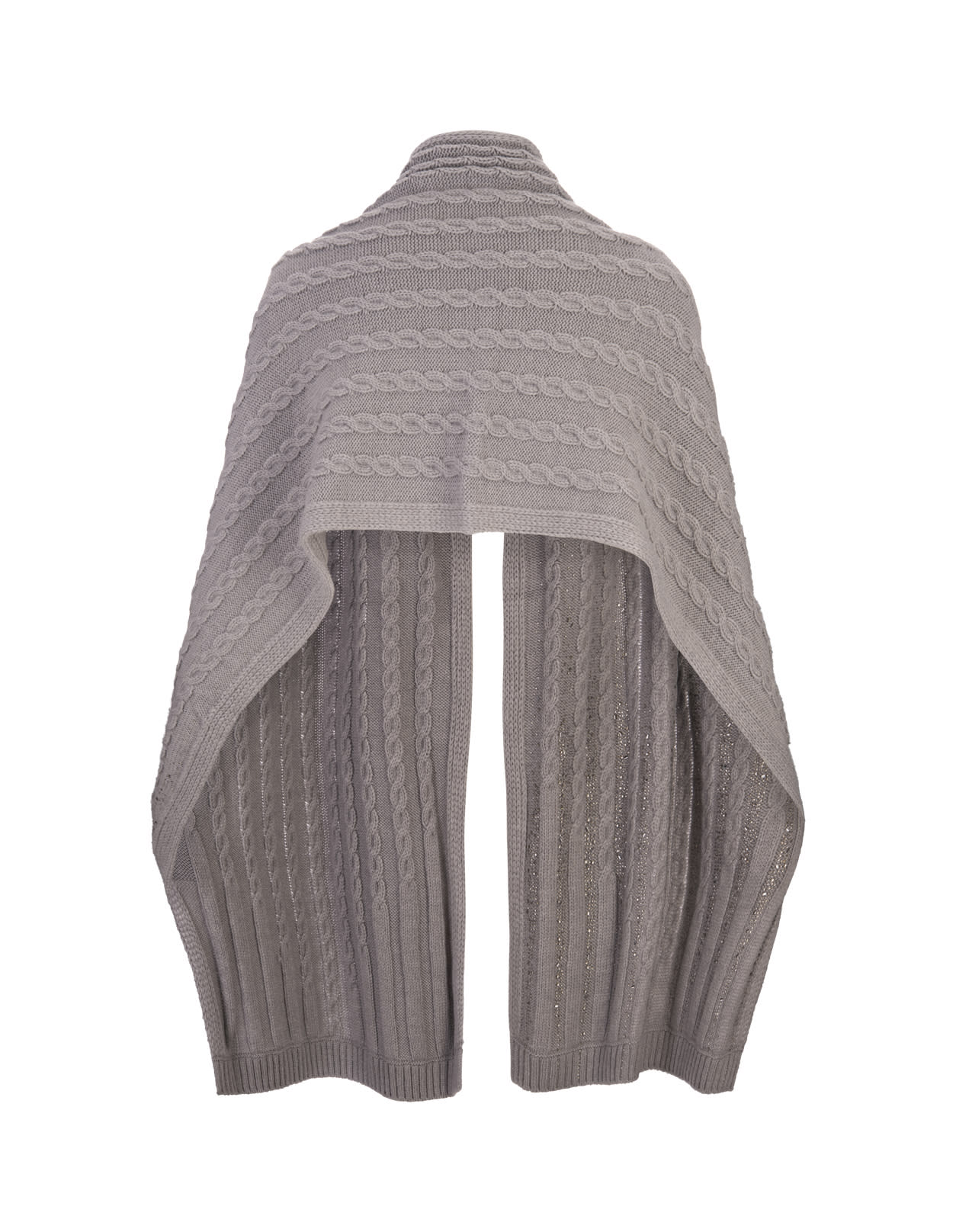 Shop Ermanno Scervino Grey Scarf With Braids And Crystals