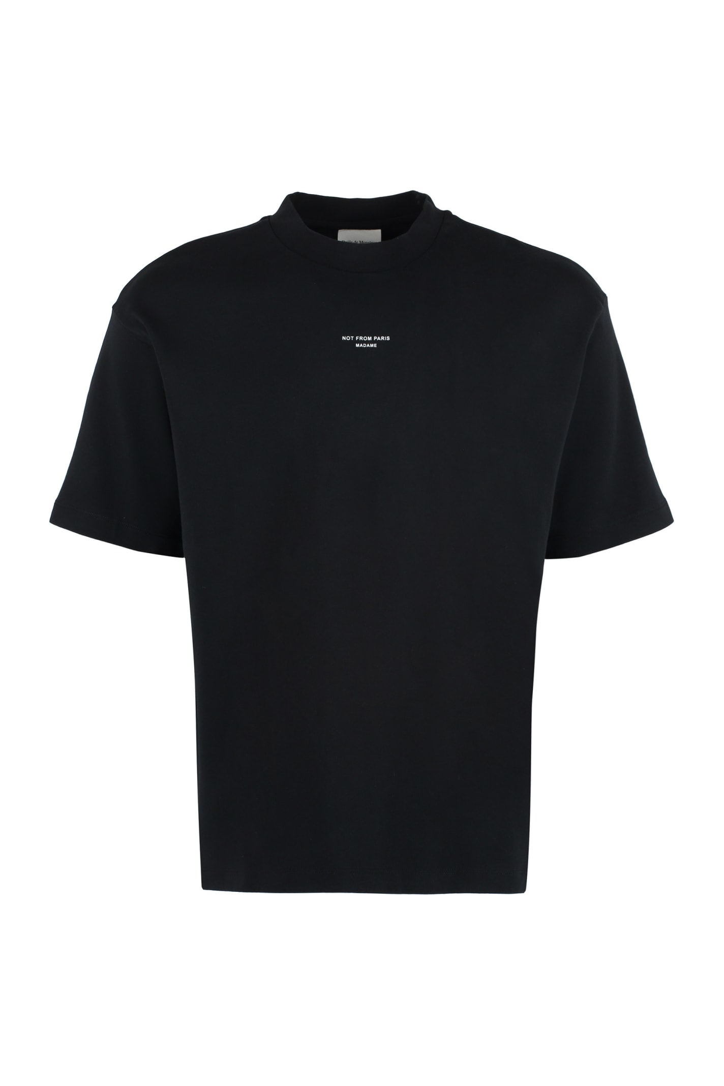 Shop Drôle De Monsieur Nfpm Cotton Crew-neck T-shirt In Black