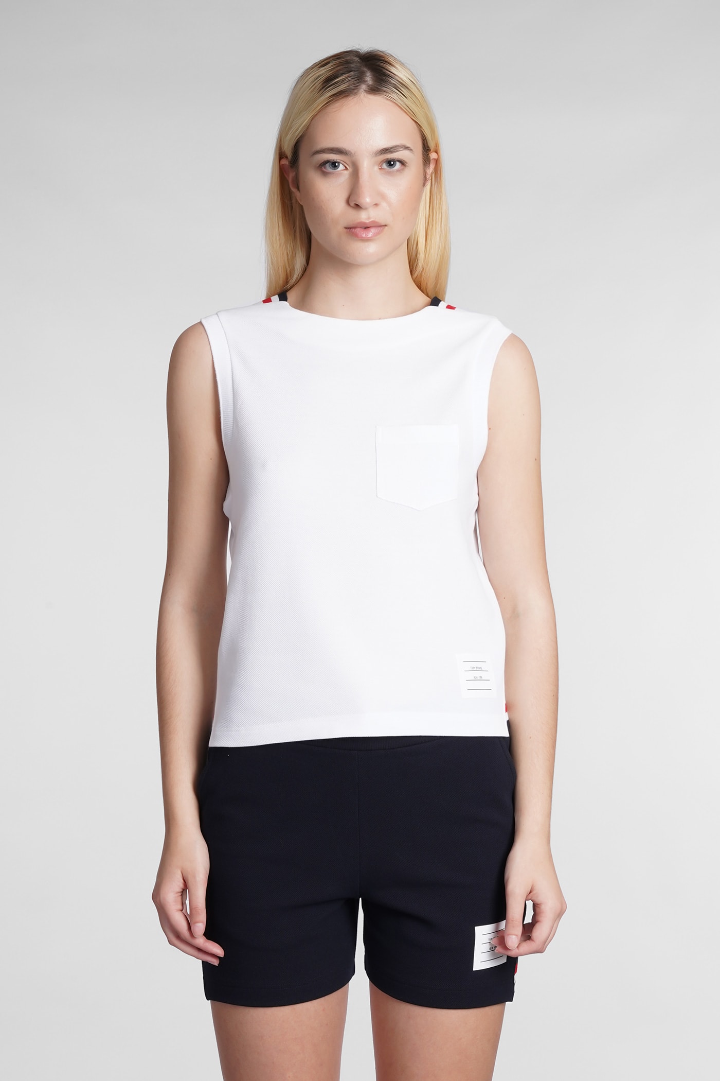 Thom Browne White Boat Neck Tank Top | ModeSens