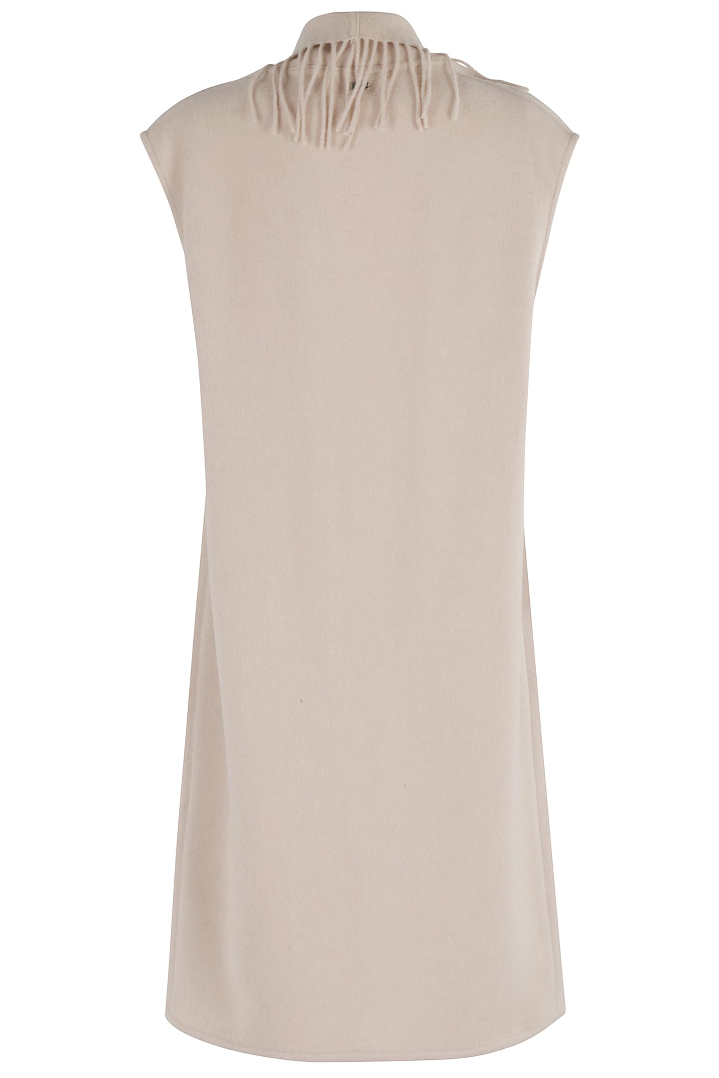 Herno Ultralight Poncho Gilet With Fringe Detailing In Neutral