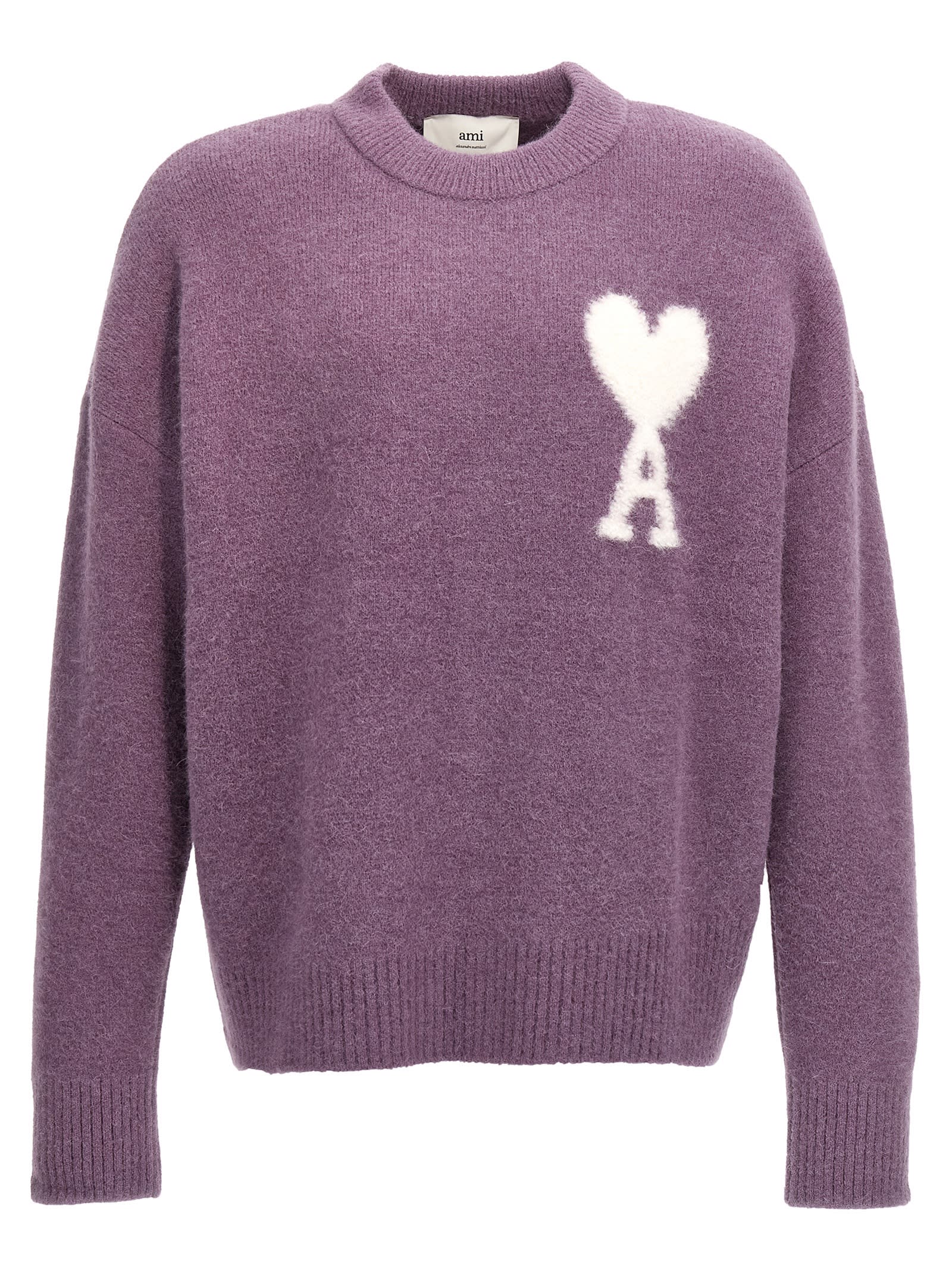 Shop Ami Alexandre Mattiussi Ami De Coeur Sweater In Purple