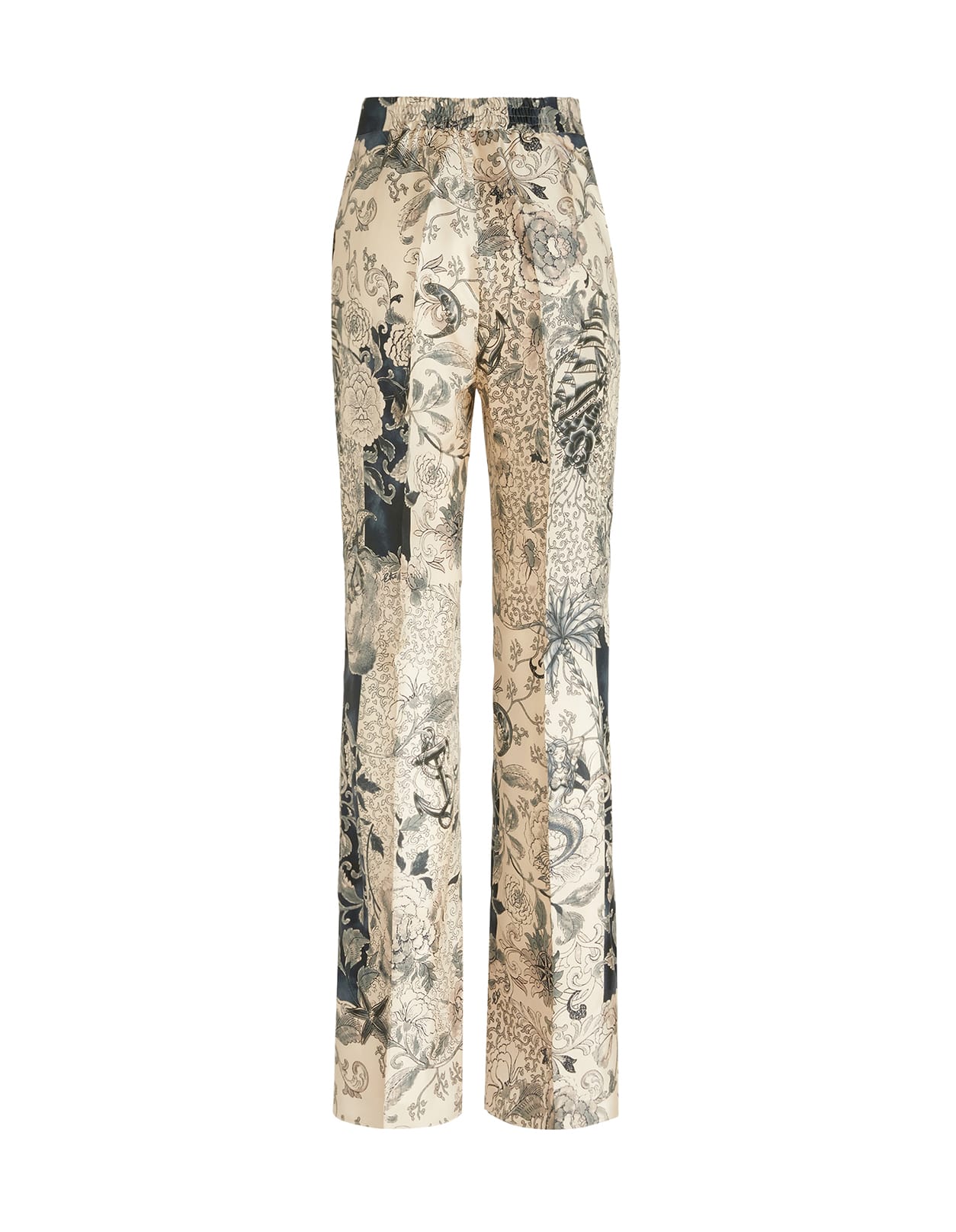 Etro Woman Palazzo Trousers In Silk With Navy Blue Print