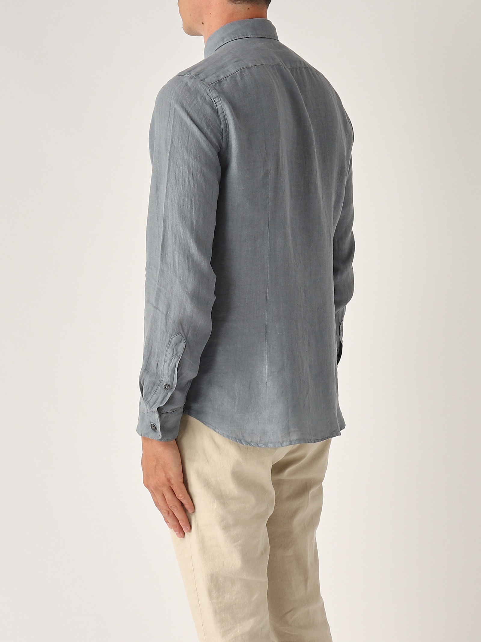 Altea Camicia M/l Collo Aperto Full-button Lino 100% Shirt In Gray