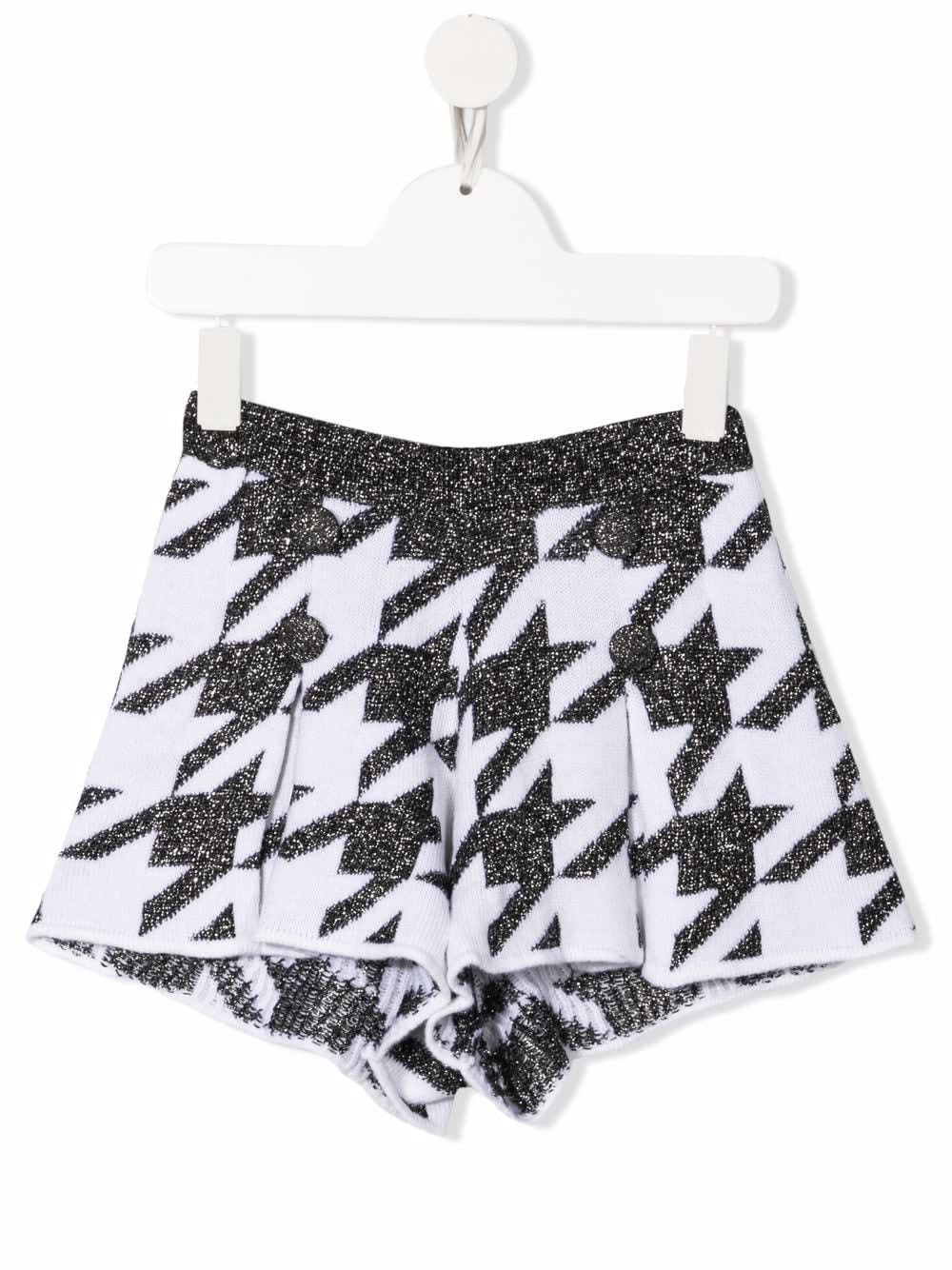 Simonetta Kids Wool Shorts With Maxi Houndstooth Motif