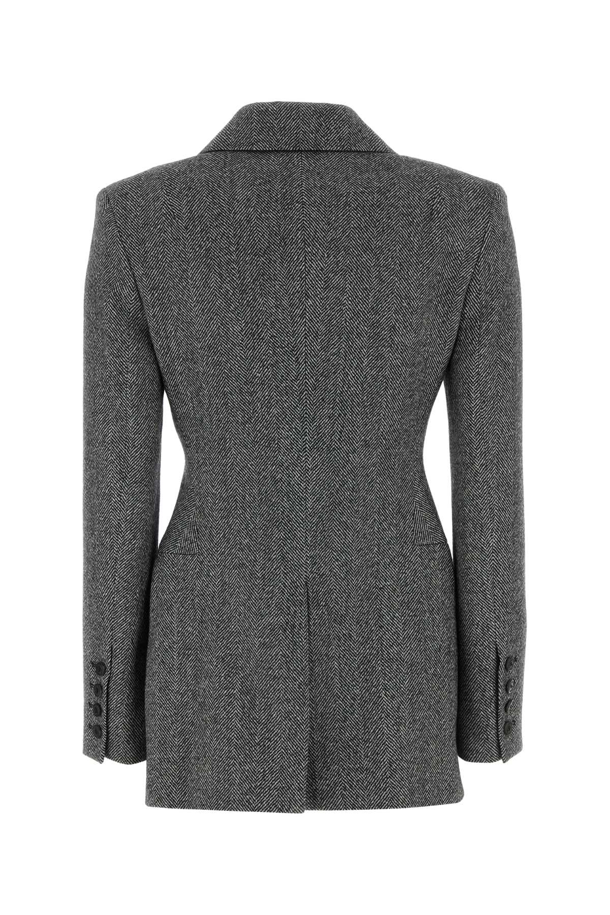 Shop Ermanno Scervino Embroidered Wool Blend Blazer In Grigio