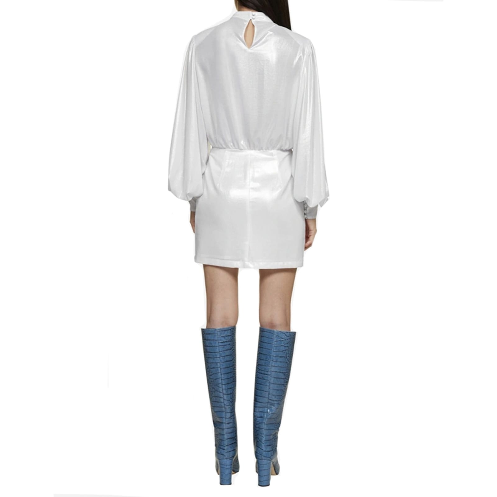 Shop Blanca Vita Abelia Laminated Mini Dress In White