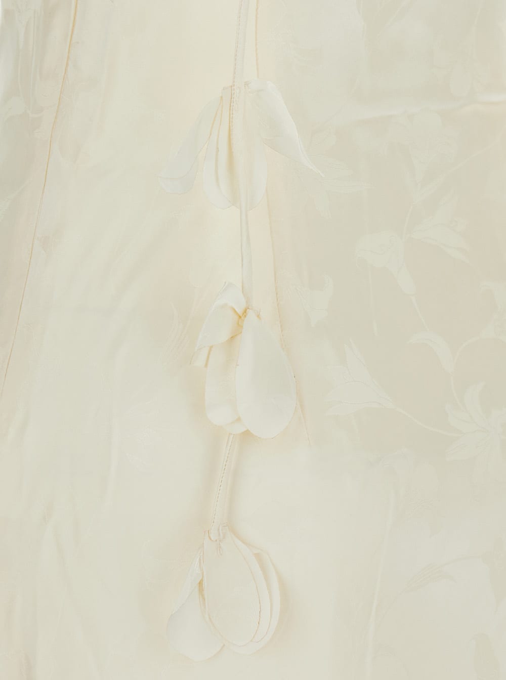 Rotate Birger Christensen White Dress With Draped Neckline And All-over Floral Motif In Silk Woman In White