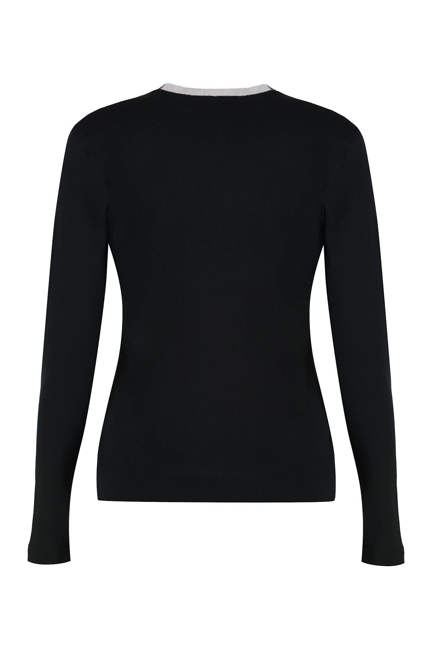 Fabiana Filippi V-neck Long Sleeve Cotton Knit Sweater In Black