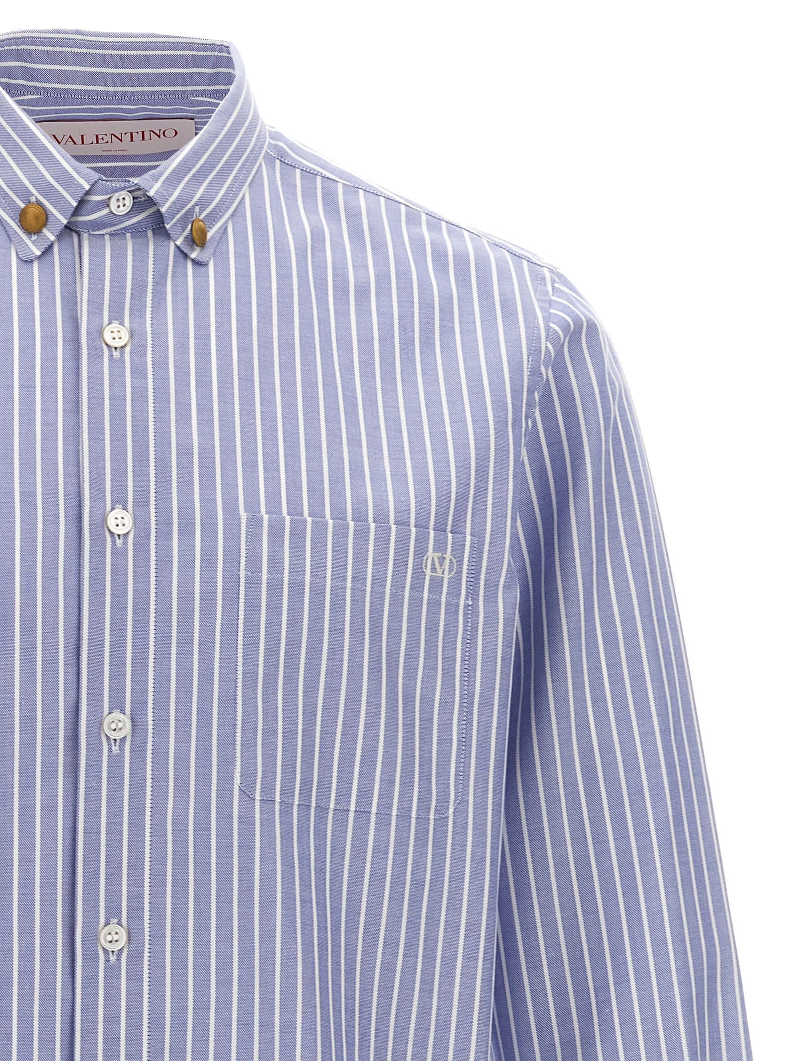 Valentino Garavani Striped Shirt In Blue