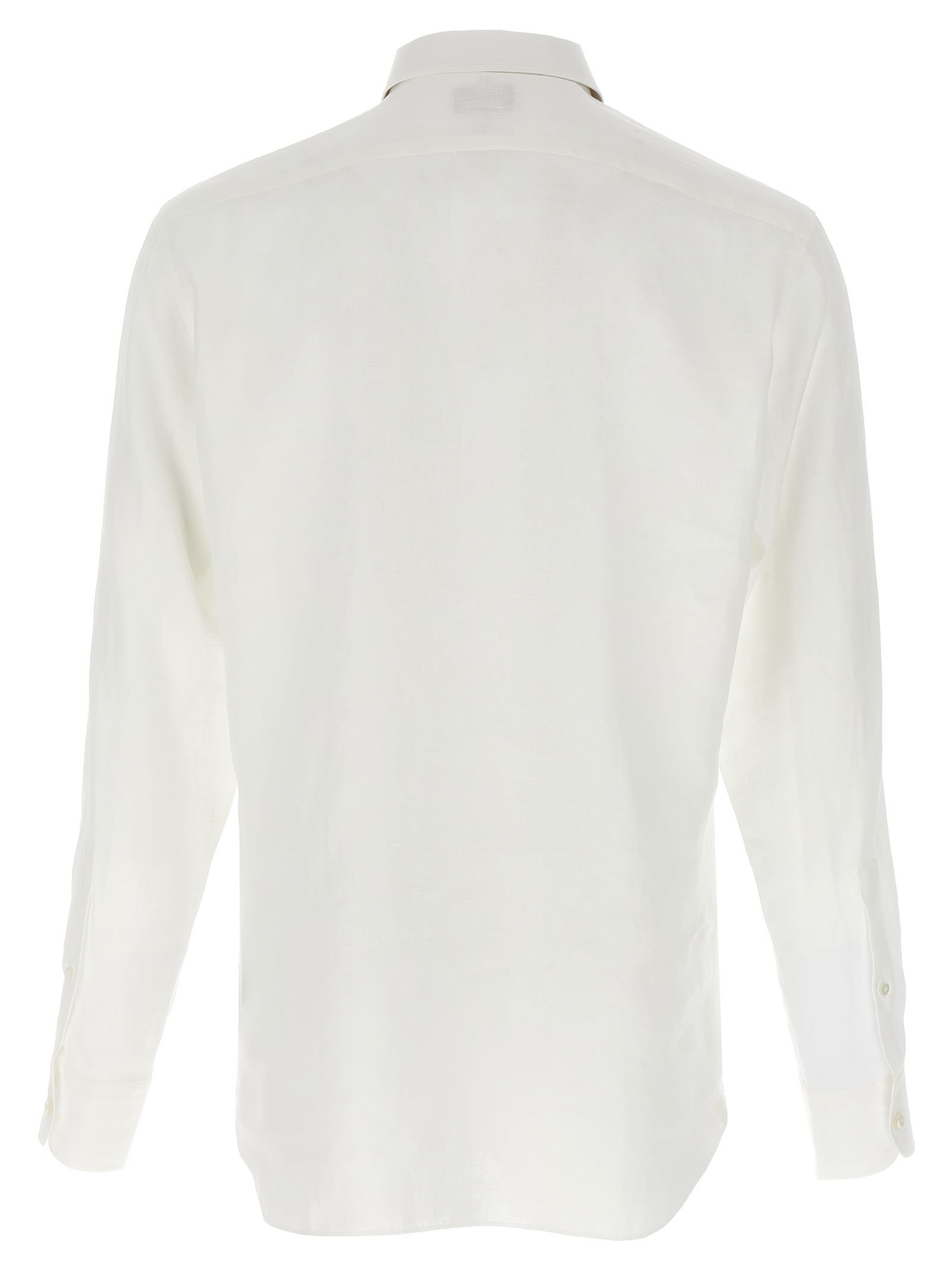 Zegna Micro Striped Trecapi Tailored Fit Long Sleeve Shirt In White