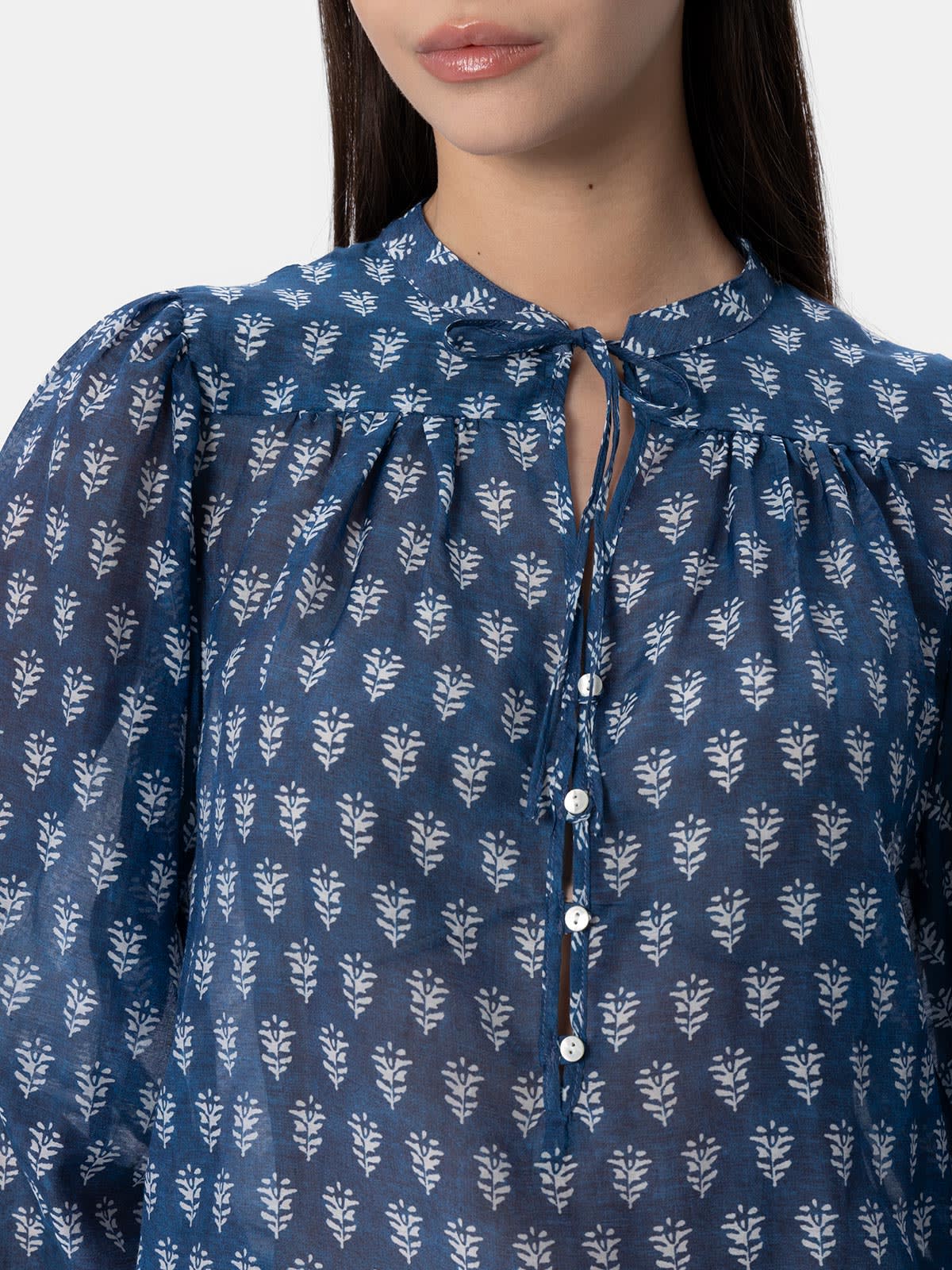 Mc2 Saint Barth Harper Graphic-print Blouse In Blue