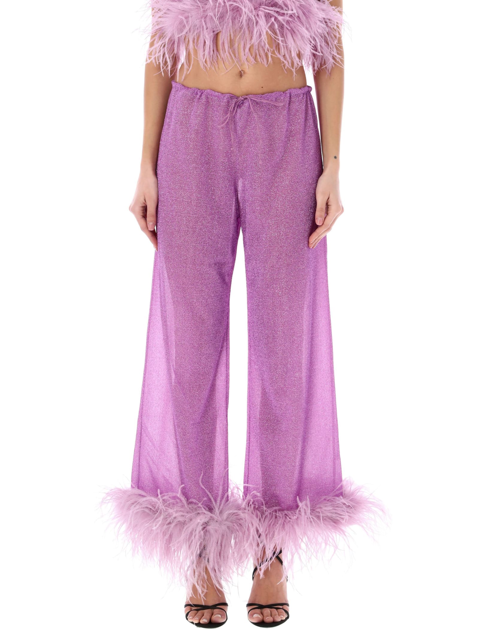 Shop Oseree Lumière Plumage Pants In Glicine