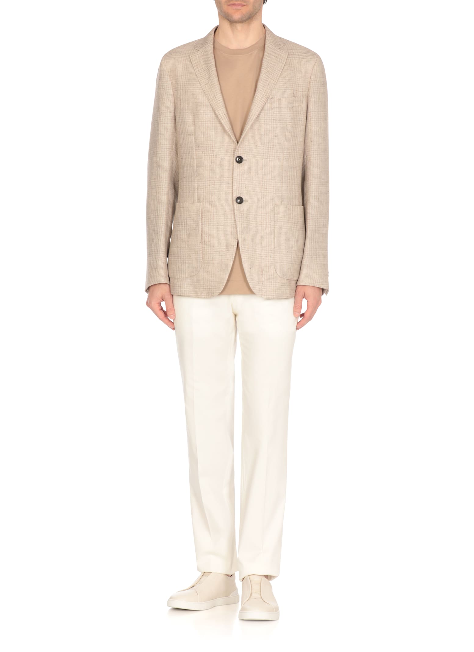 Zegna Chalk Stripe Linen And Silk Jacket