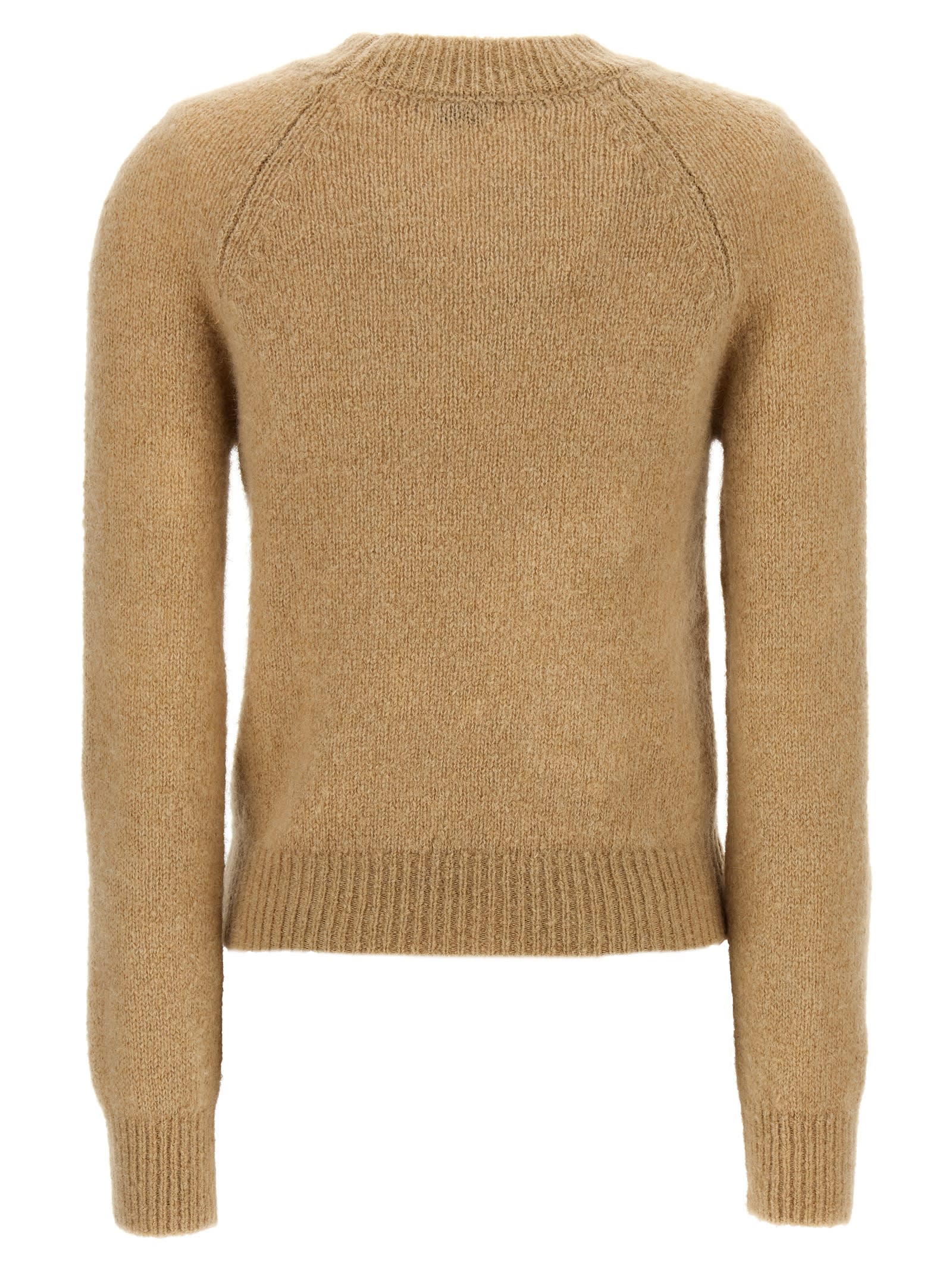 Dries Van Noten "texas" Crew Neck Sweater In Beige