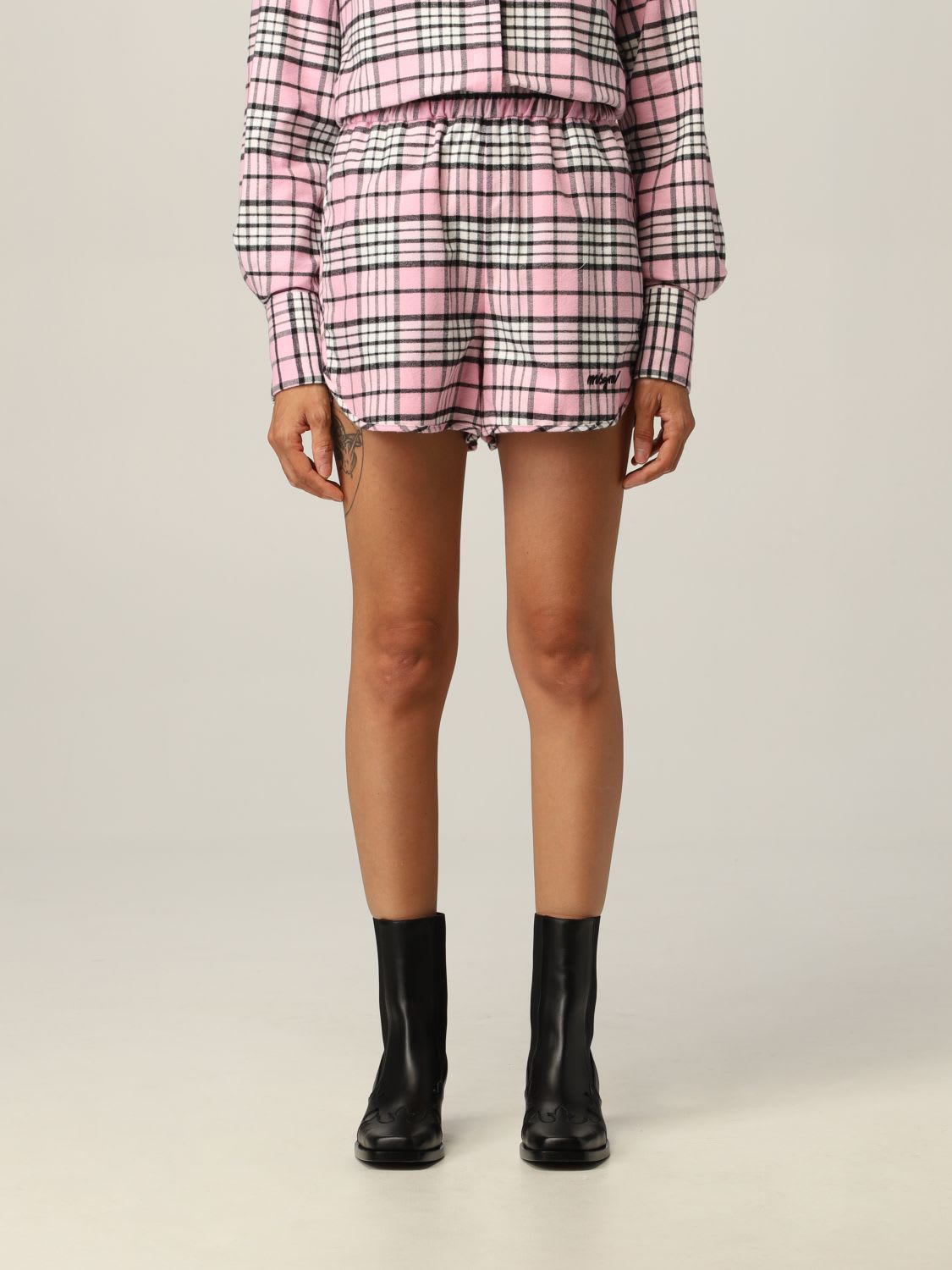 Msgm Short Msgm Shorts In Check Cotton