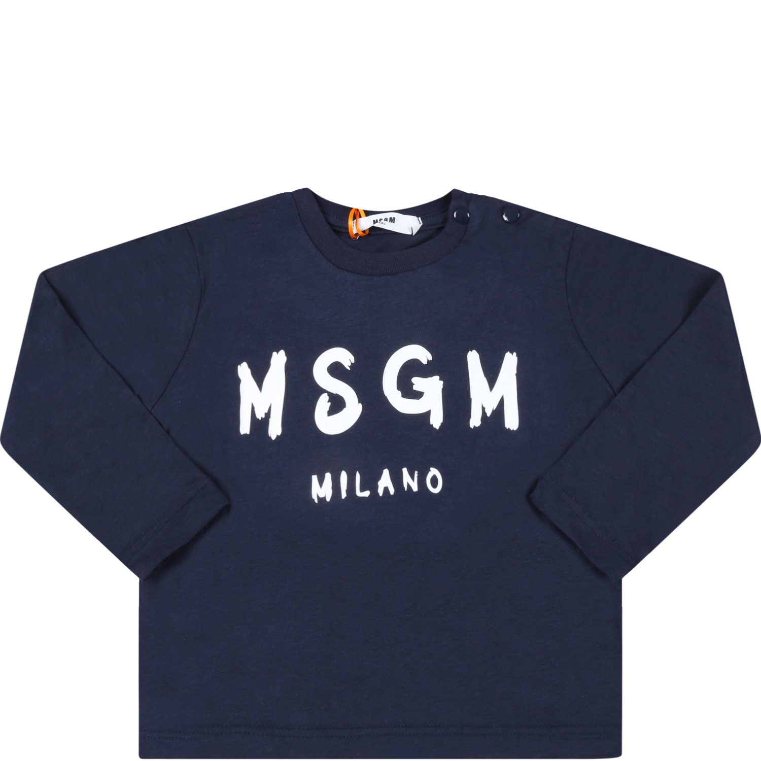 MSGM Blue T-shirt For Baby Boy With White Logo
