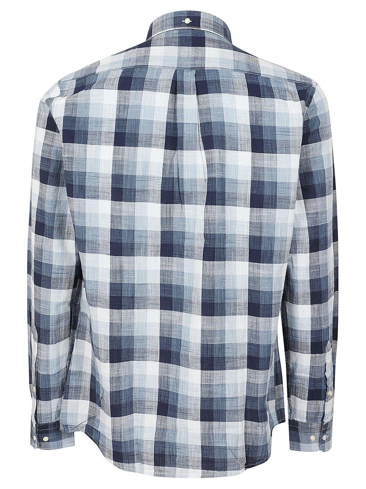 Shop Barbour Checked Button-up Shirt In Navy