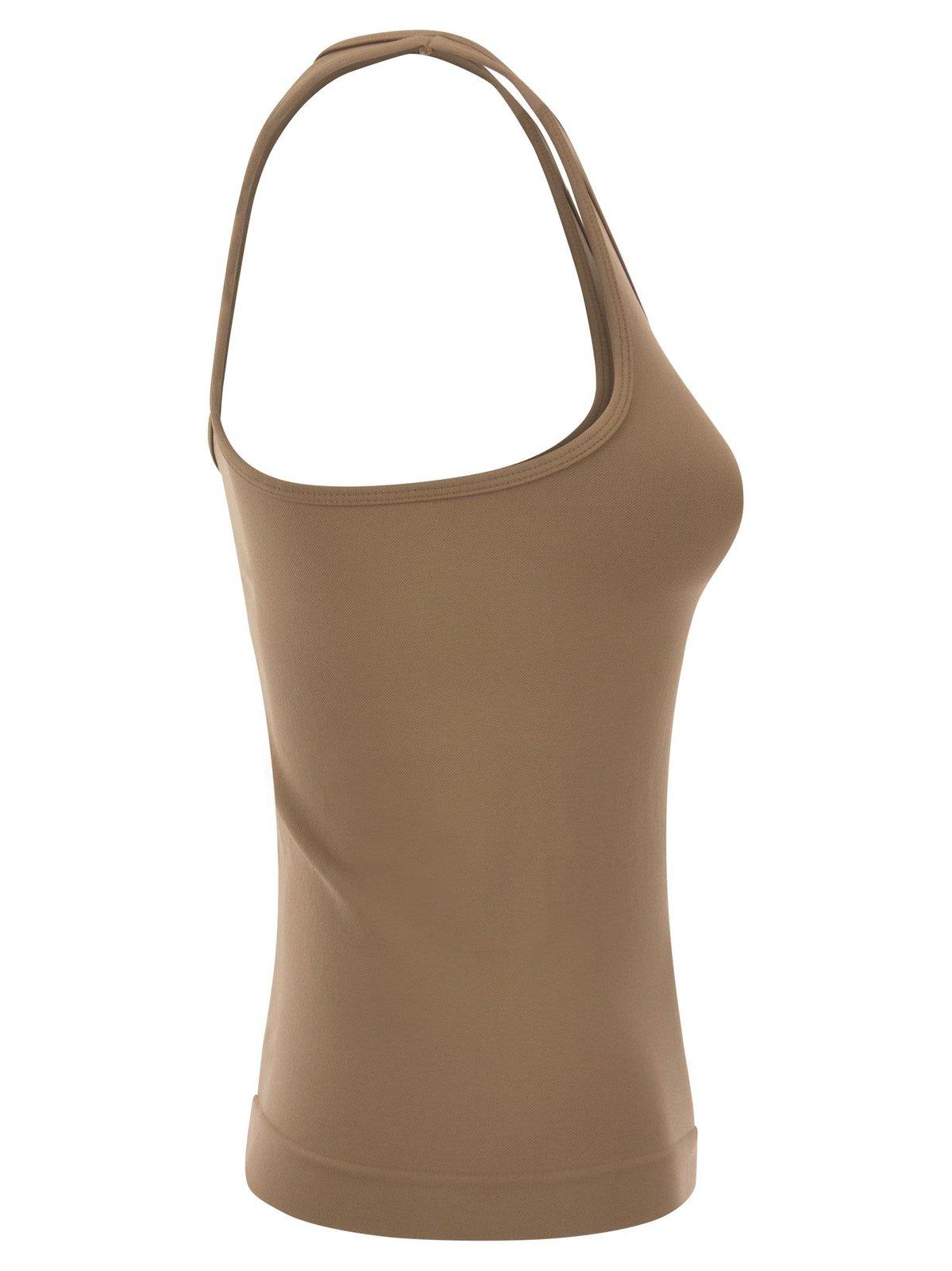 Shop 's Max Mara Logo Detailed Stretched Tank Top In Beige