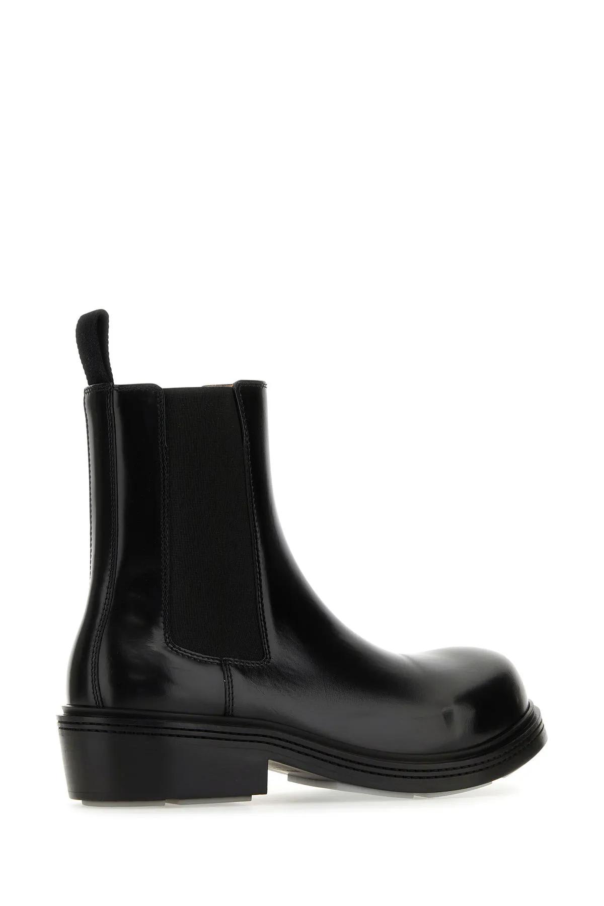 Shop Bottega Veneta Black Leather Ankle Boots