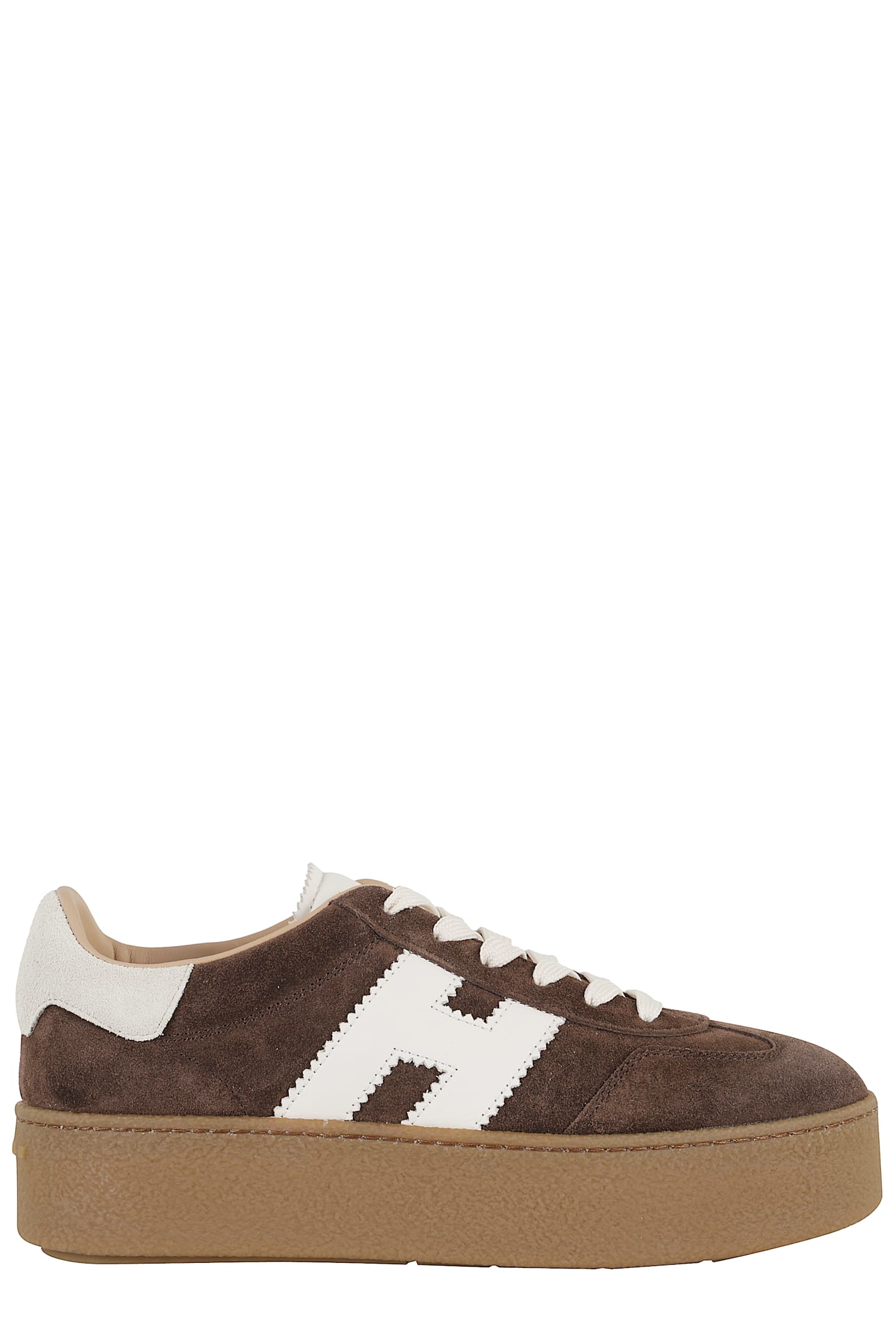 Hogan Chocolate Brown Suede Platform Sneakers With Lace-up Closure And H Logo Detail In Brown