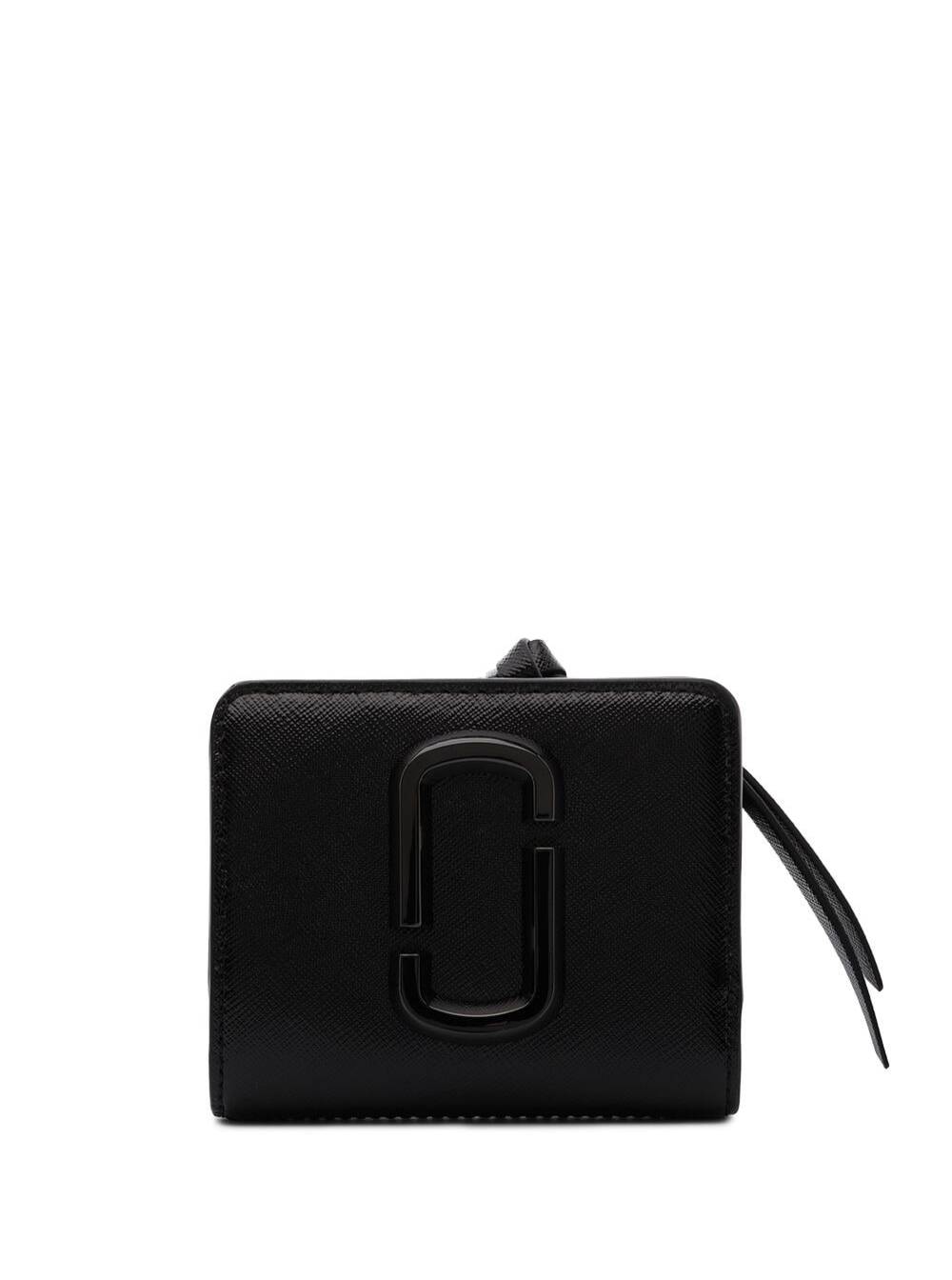 Marc Jacobs snapshot Dtm Mini Black Compact Wallet With Embossed Logo In Leather Woman Marc Jacobs