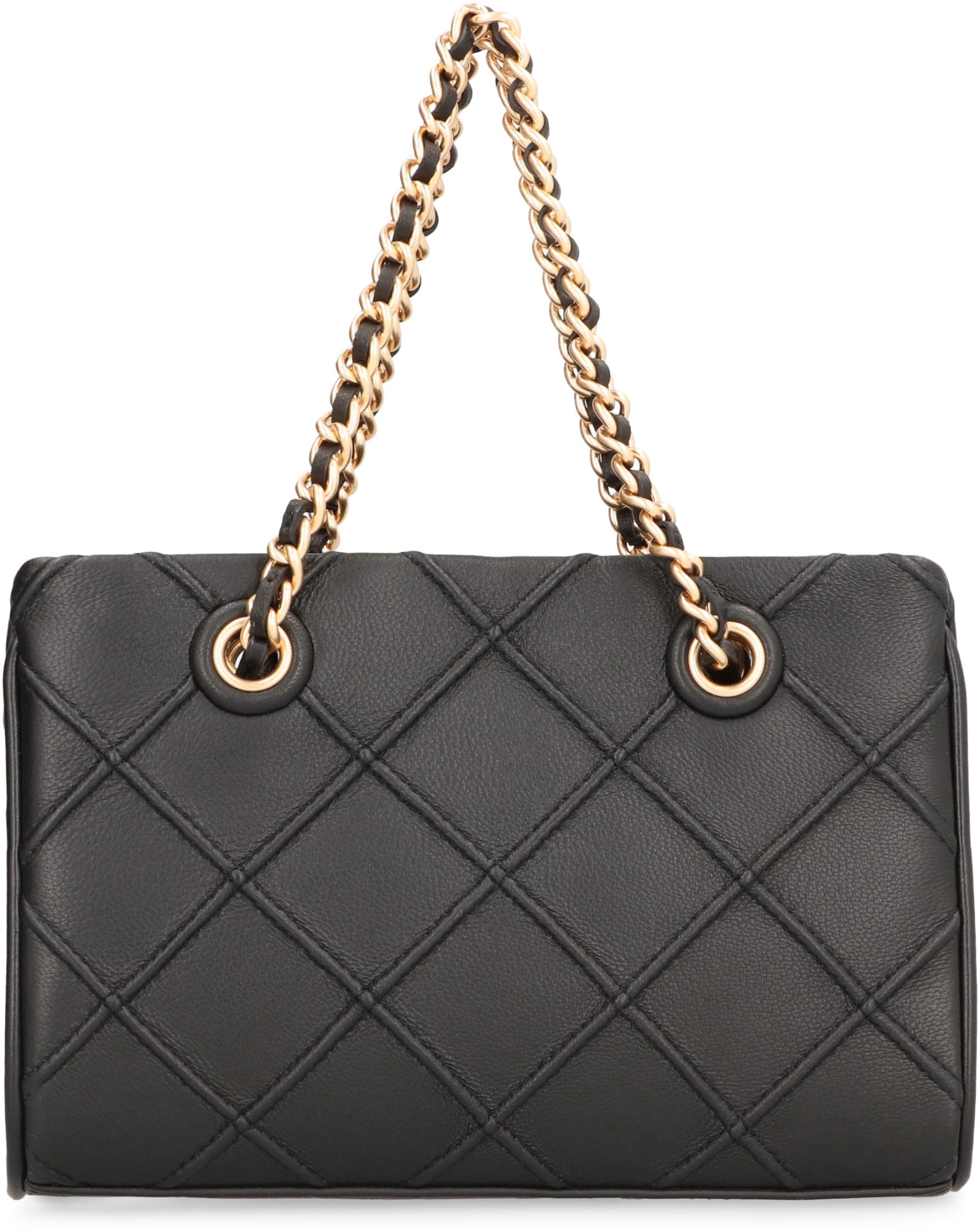 Shop Tory Burch Fleming Leather Mini Bag In Black