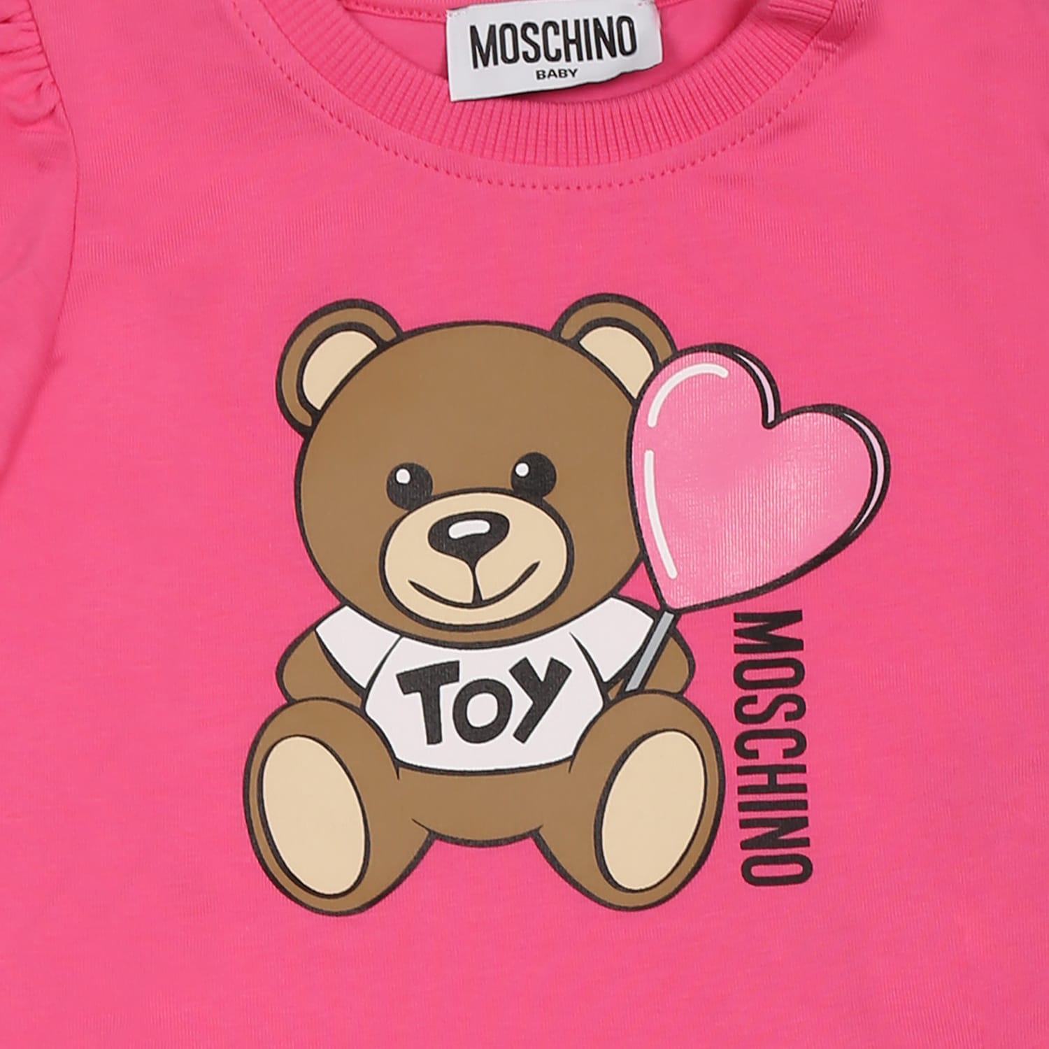 Moschino Fuchsia Dress For Baby Girl With Teddy Bear In Fuchsia